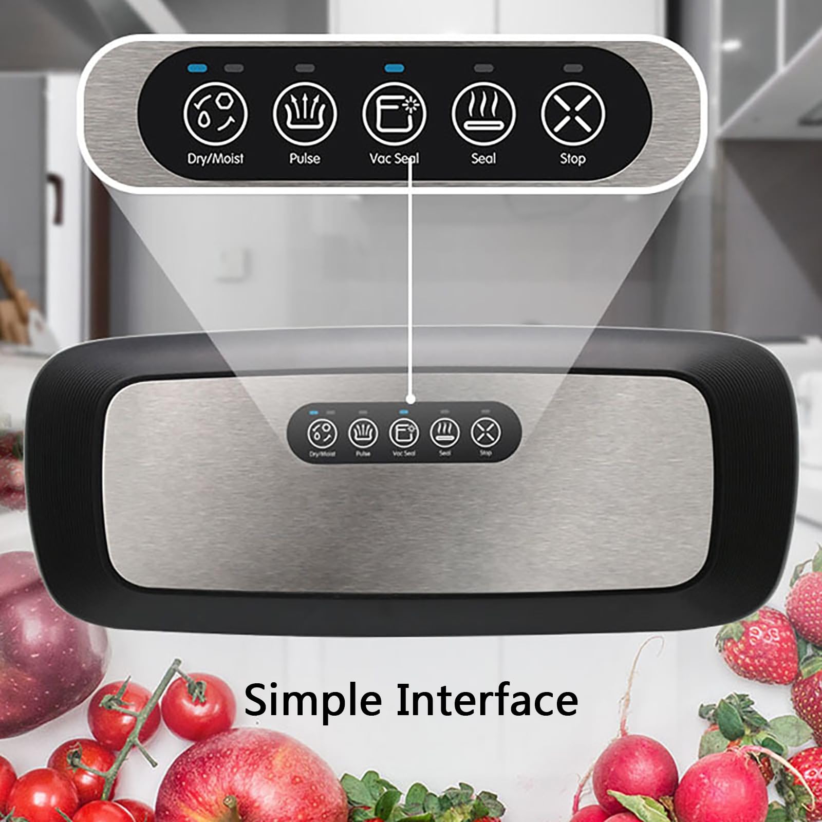 Scellage Sous Vide Haute Efficacité - Puissance D'aspiration Élevée, Scellage à L'aide D'un Seul Bouton, Scellage Sous Vide avec Bac D'égouttement Amovible, Facile à Nettoyer
