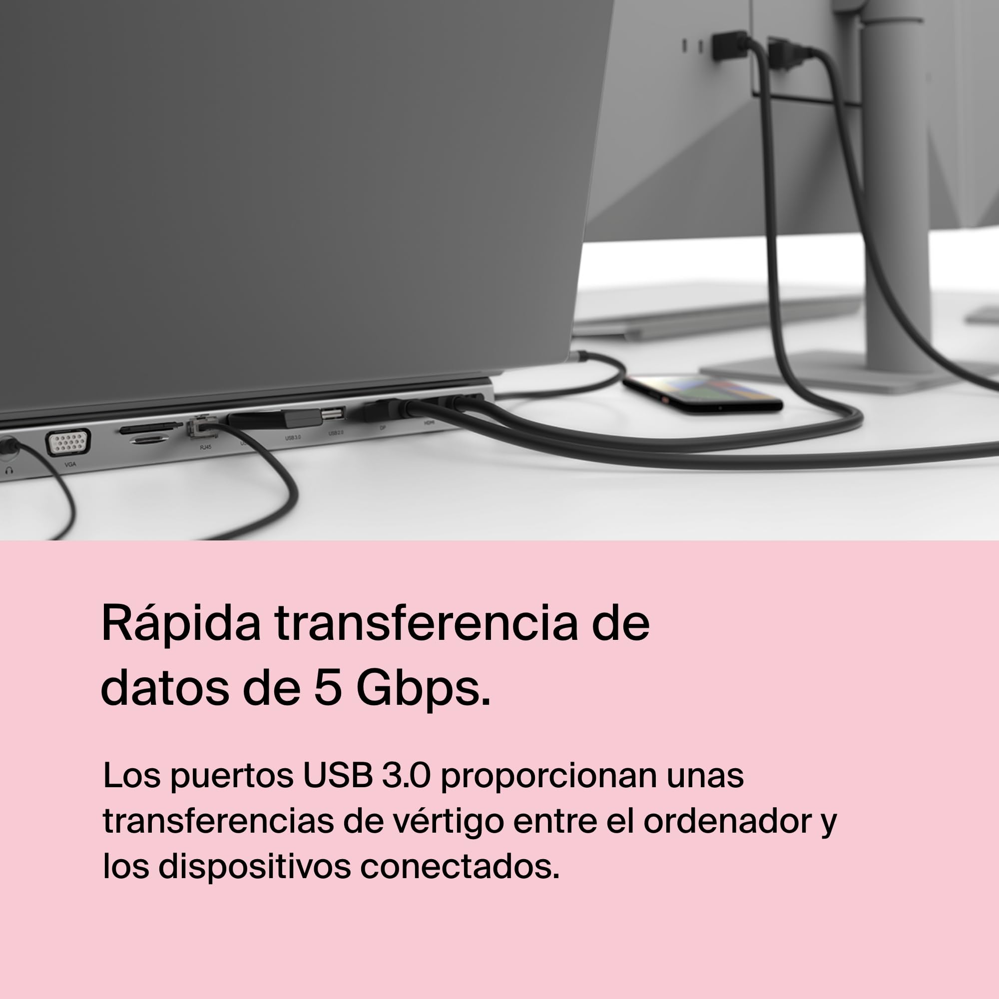 Belkin base dock USB-C multipuerto con HDMI, DisplayPort, VGA y USB-C (4K), carga passthrough PD de 100 W, 3 USB-A, 1 Gigabit Ethernet, SD/MicroSD y audio de 3,5 mm para MacBook* Pro, Air, XPS y otros