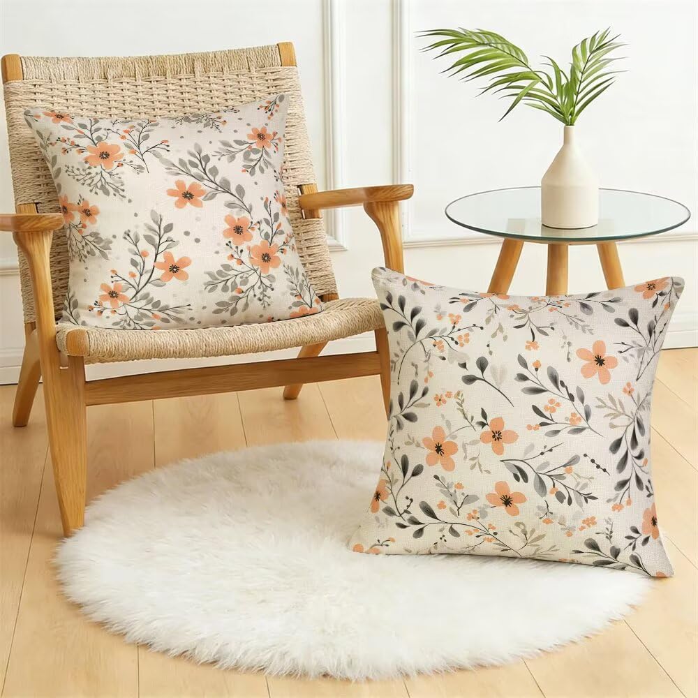 Federe Cuscini da Esterno Impermeabili 65x65 Primavera Copri Cuscini per Divano Floreale Federa Cuscino Nordico Decorativi Copricuscini per Divano Giardino Soggiorno Copricuscino Set di 2 (IU89)