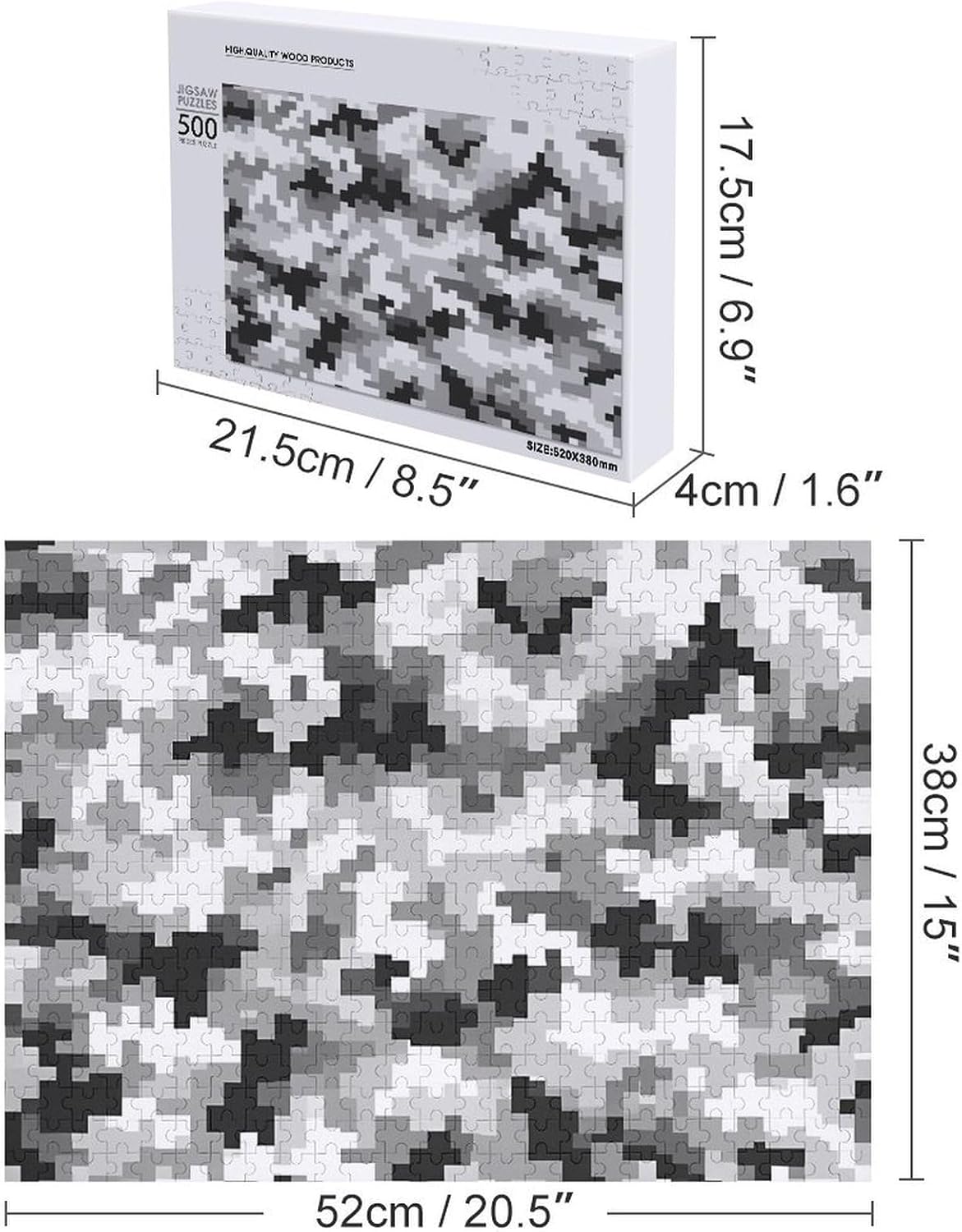 Camouflage Print Puzzles for Adults 500 PCS Wooden Jigsaw Puzzle Wall Decor Christmas