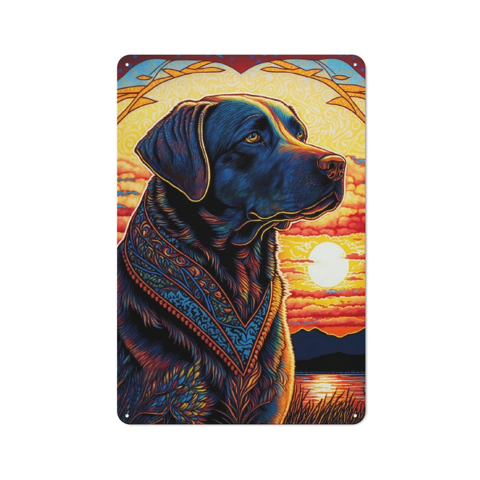 Junmoney Labrador Retriever Style 2 Garden Style Shed Metal Sign 30X20cm, Shed Wall Decor For Patio Bar, Workshop, Shed Or Kitchen