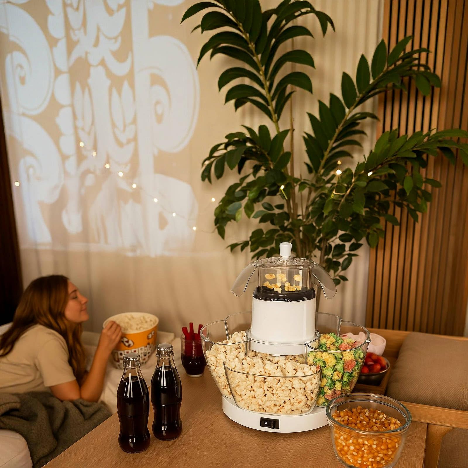 Macchina per popcorn ad aria calda CYTBEK da 1200 W con 4 ciotole rimovibili - Pronta in 2 minuti, snack salutari senza olio