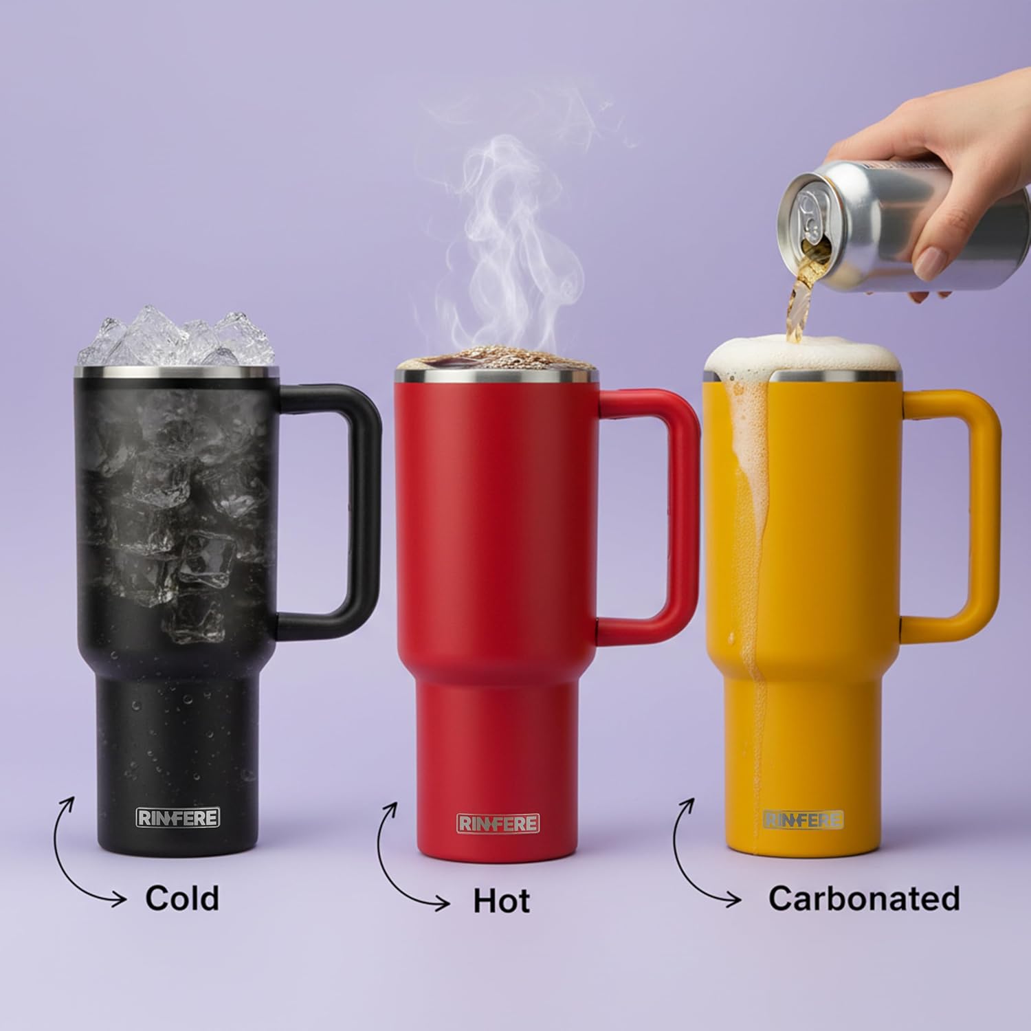 Tumbler with Handle, Straw and Slide Lid 30oz - 100% Leak Proof, Cup Holder Compatible for Travel - Insulated Stainless Steel Cup - Non-Slip Silicone Pad - BPA-Free (30oz, Rescue Red) - Image 7