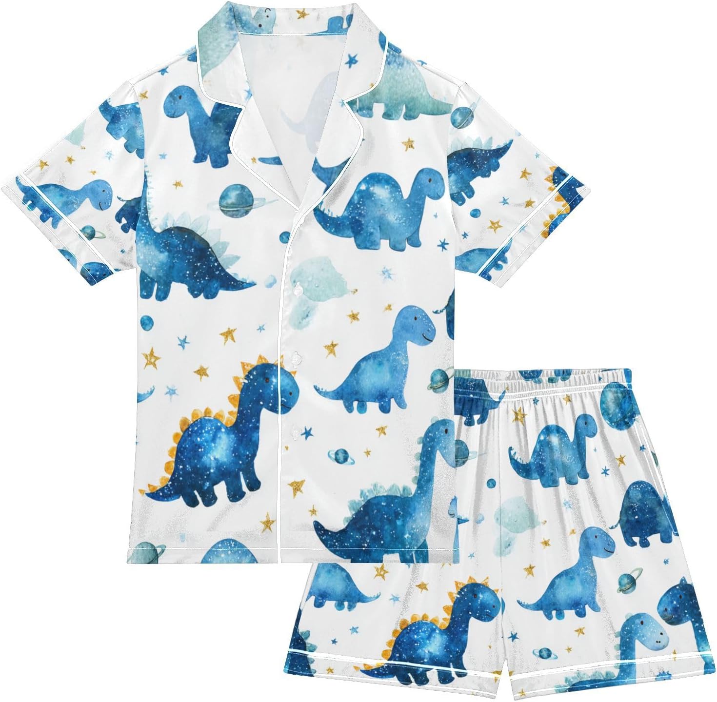 Silk Pajamas Sets Soft Satin 2 Piece Pjs Set Short Sleeve Sleepwear Nightwear
