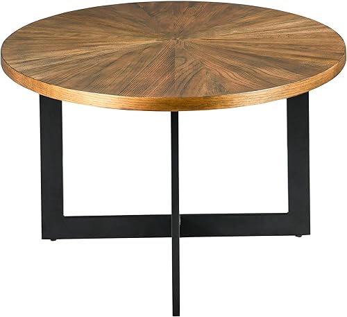 Miniatura 8 de LEEMTORIG KFZ-1831 - Mesa auxiliar ovalada de madera maciza para sala de estar, mesa de centro industrial grande y moderna de 47.9 pulgadas, mesa de
