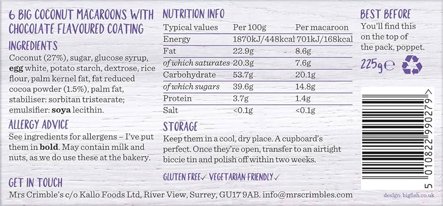 6 PACK) - MRS CRIMBLES - LARGE CHOCOLATE MACAROONS | 240G | 6 PACK