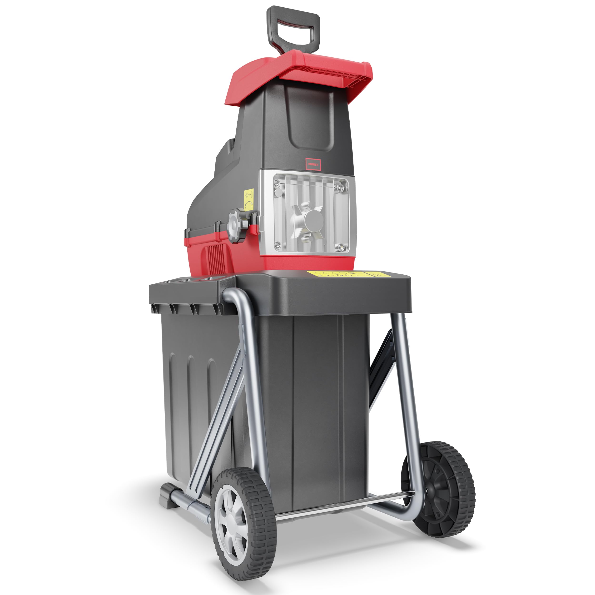 ONBEST Häcksler Garten – 2800 Watt Motor – 44 mm Schnittkapazität – 60 Liter Auffangbox – Selbsteinzug – Rücklauffunktion – inkl. Nachstopfer – Elektro Gartenhäcksler – Leisehäcksler für Holz