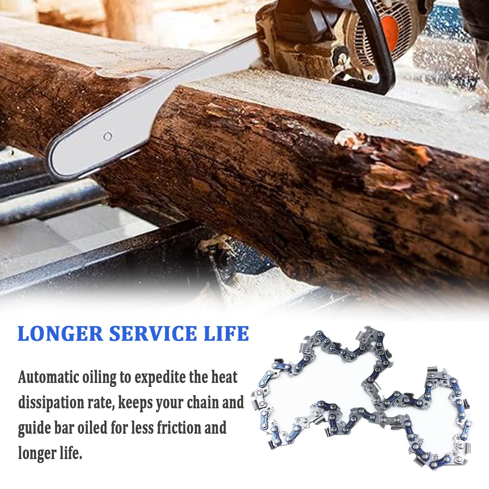 49-16-2750 Repuesto para cadena de motosierra Milwaukee, para sierras de poste y herramientas de motosierra, barra guía de 8 pulgadas, 33 eslabones de transmisión, paso: perfil bajo de 3/8 pulgadas,
