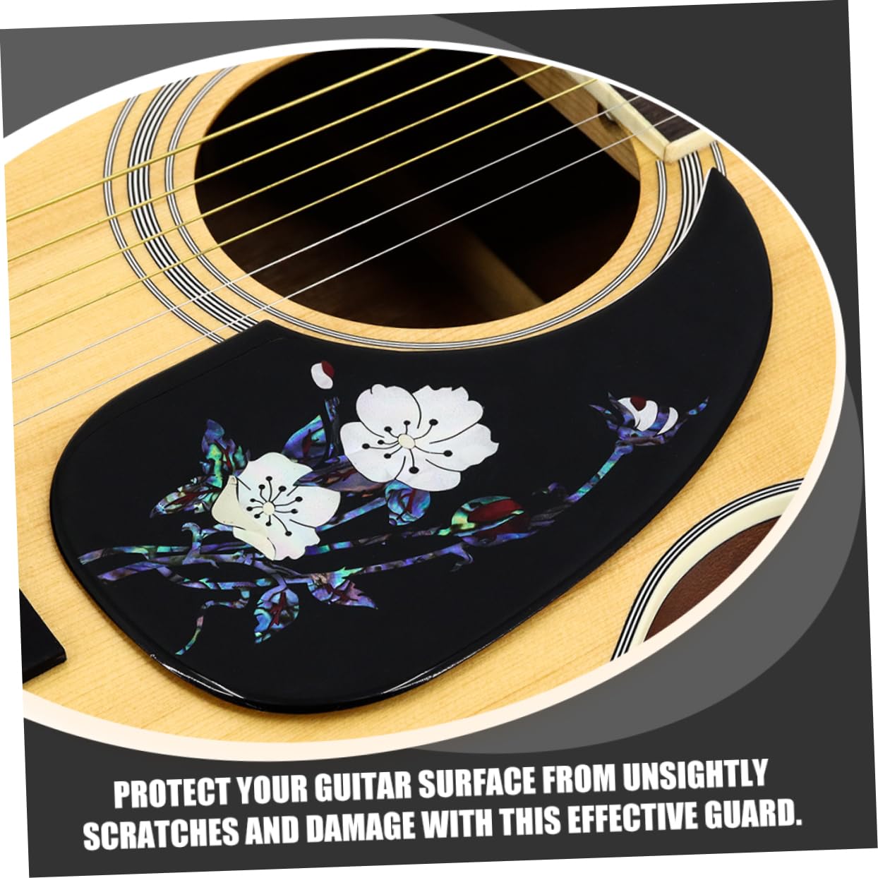 Battipenna Nero in Pvc Motivo Floreale per Chitarra Folk | Compatibile Chitarre Acustiche, Installazione Semplice, Stile Elegante, Accessorio Sostitutivo Gq459a