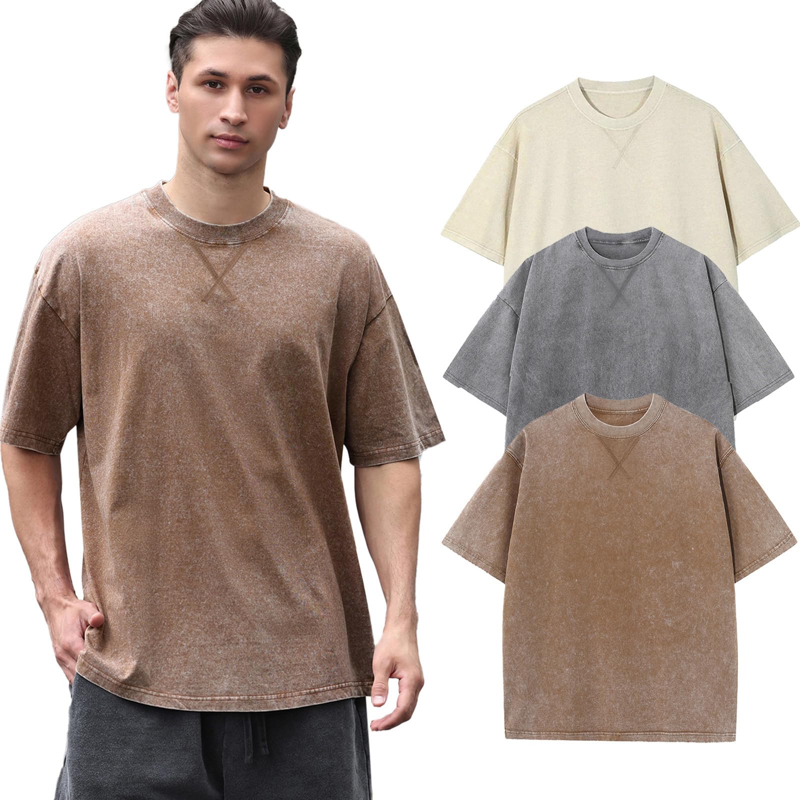 Oversized Tshirt Herren Basic Baumwolle T-Shirt Sommer Rundhals Kurzarm Tops Männer Vintage Casual Tee Shirts