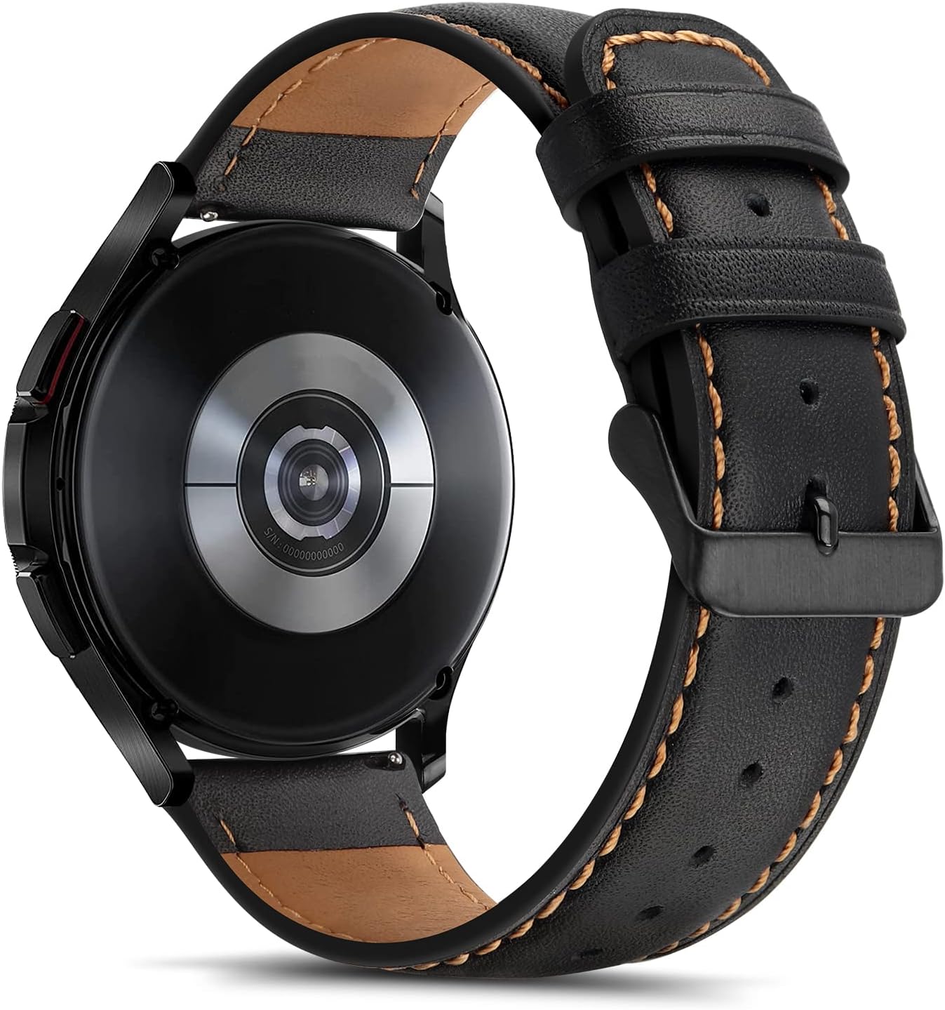 Tasikar 22mm Leather Bands Compatible with Samsung Galaxy Watch 3 45mm Band, Premium Genuine Leather Replacement Bracelet Strap Compatible with Galaxy Watch 46mm, 22mm, Black - Image 2