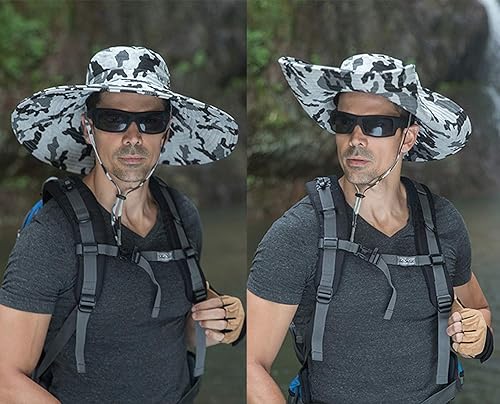 Vista 6 de HUAMULAN Sombreros de sol de ala súper ancha de 6 pulgadas, para hombres y mujeres, para pesca, senderismo, jardín, césped, trabajo, safari