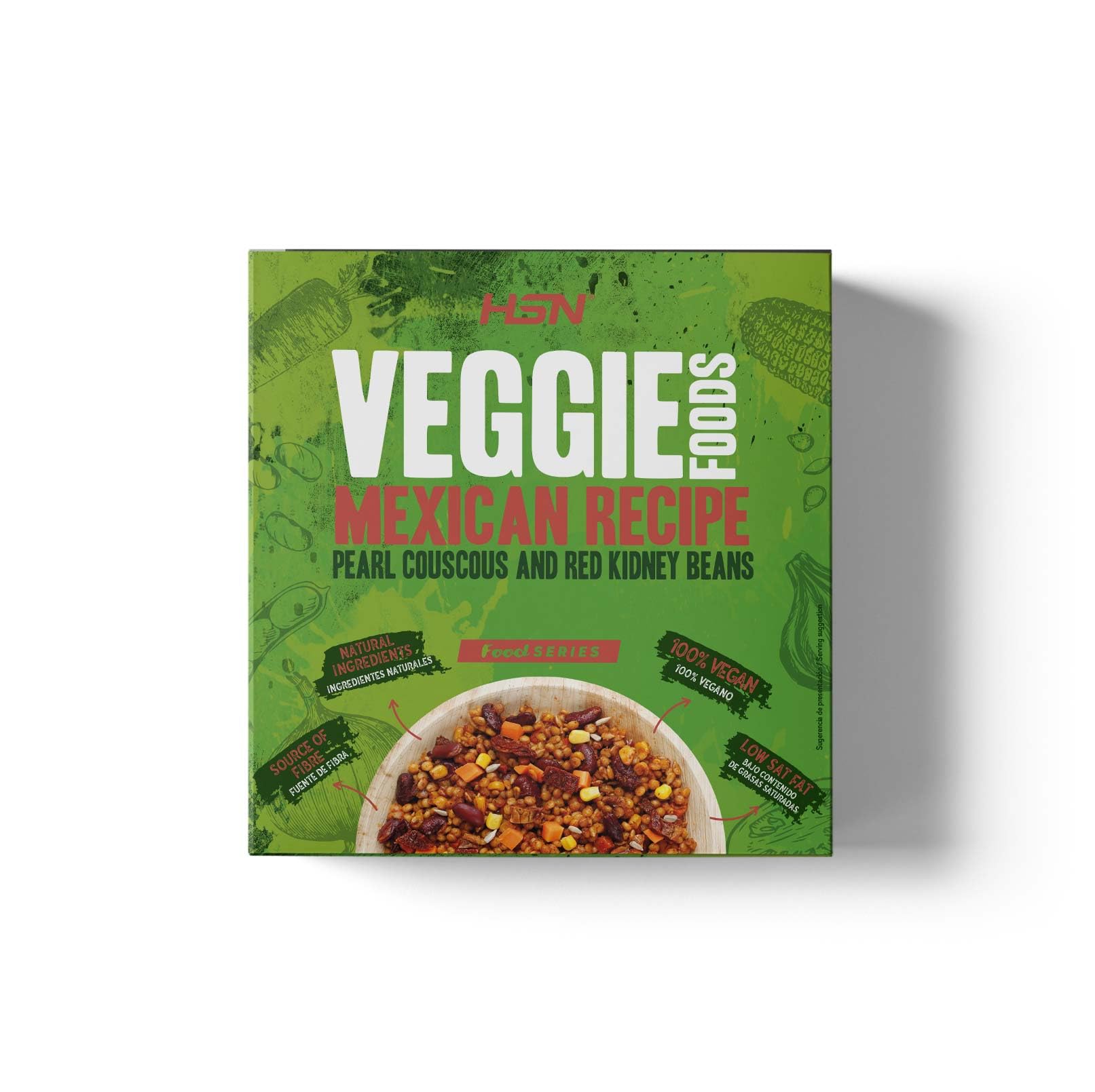 Plato Preparado Vegano Cuscús Perla y Frijoles Estilo Mexicano de HSN | 280 gramos | Listo para Calentar y Tomar | Alto en Proteínas, Bajo en calorías | Comida Sana y Rica