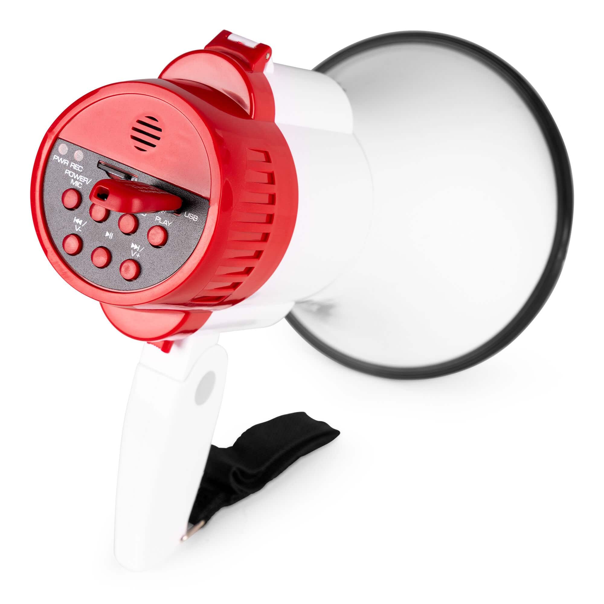 Vonyx MEG025 Megafono portatile con Bluetooth da 25 W, 800 m di portata, ingressi USB/MicroSD, Sirena, funzione di registrazione, Megafono palmare con batteria ricaricabile per eventi interni ed