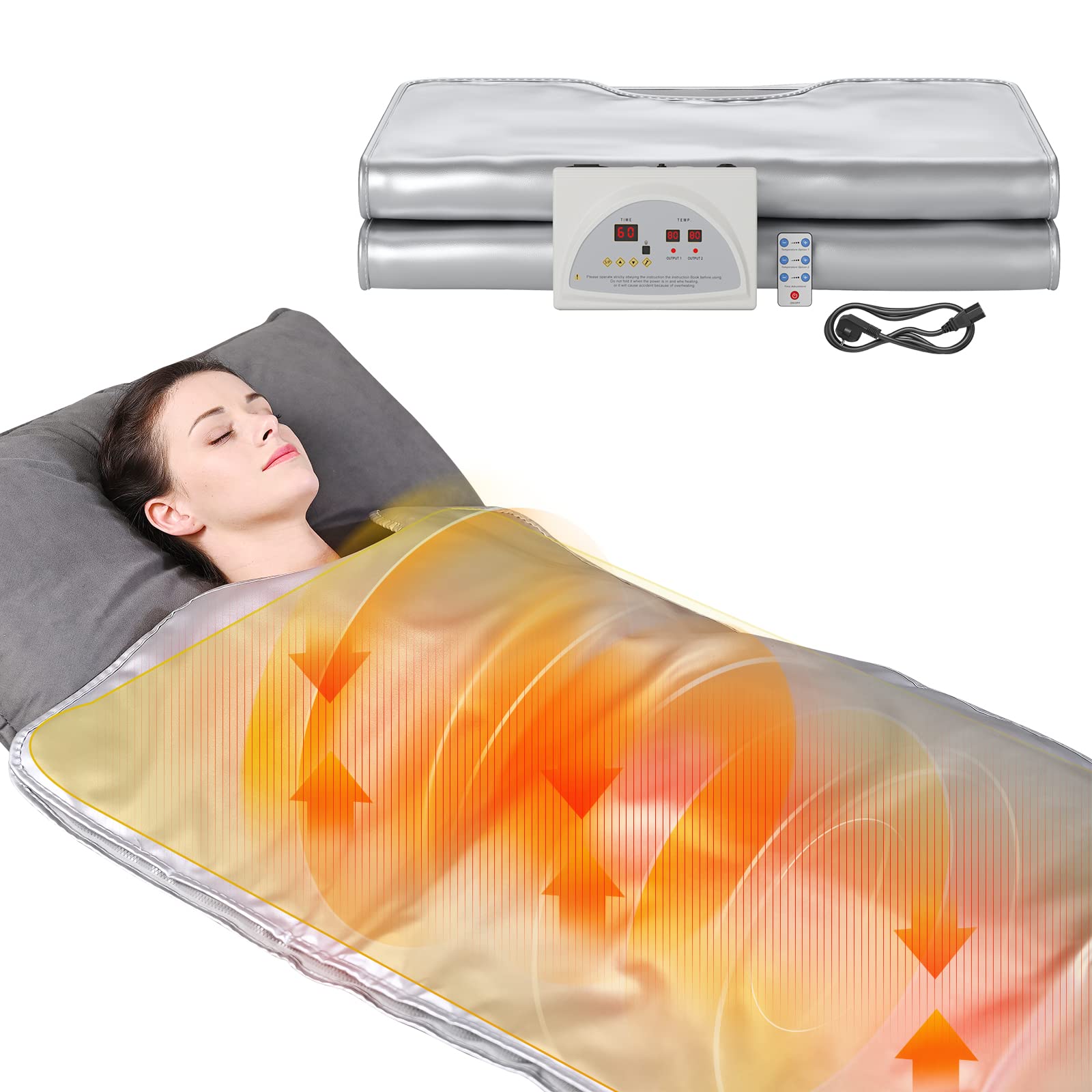 INLOVEARTS FarInfrared Sauna Blanket 2 Zone Perspiration Portable