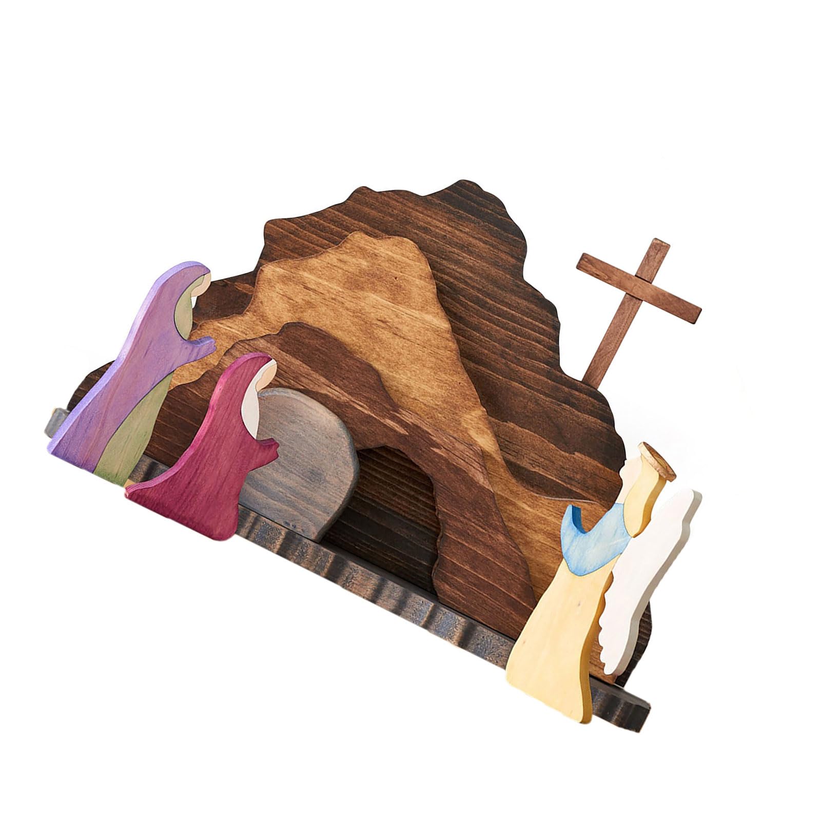 Maxtonser Easters Holiday Nativity Scene Wooden Decoration Figurines Set for Home Tabletop Spring Collectible Ornaments