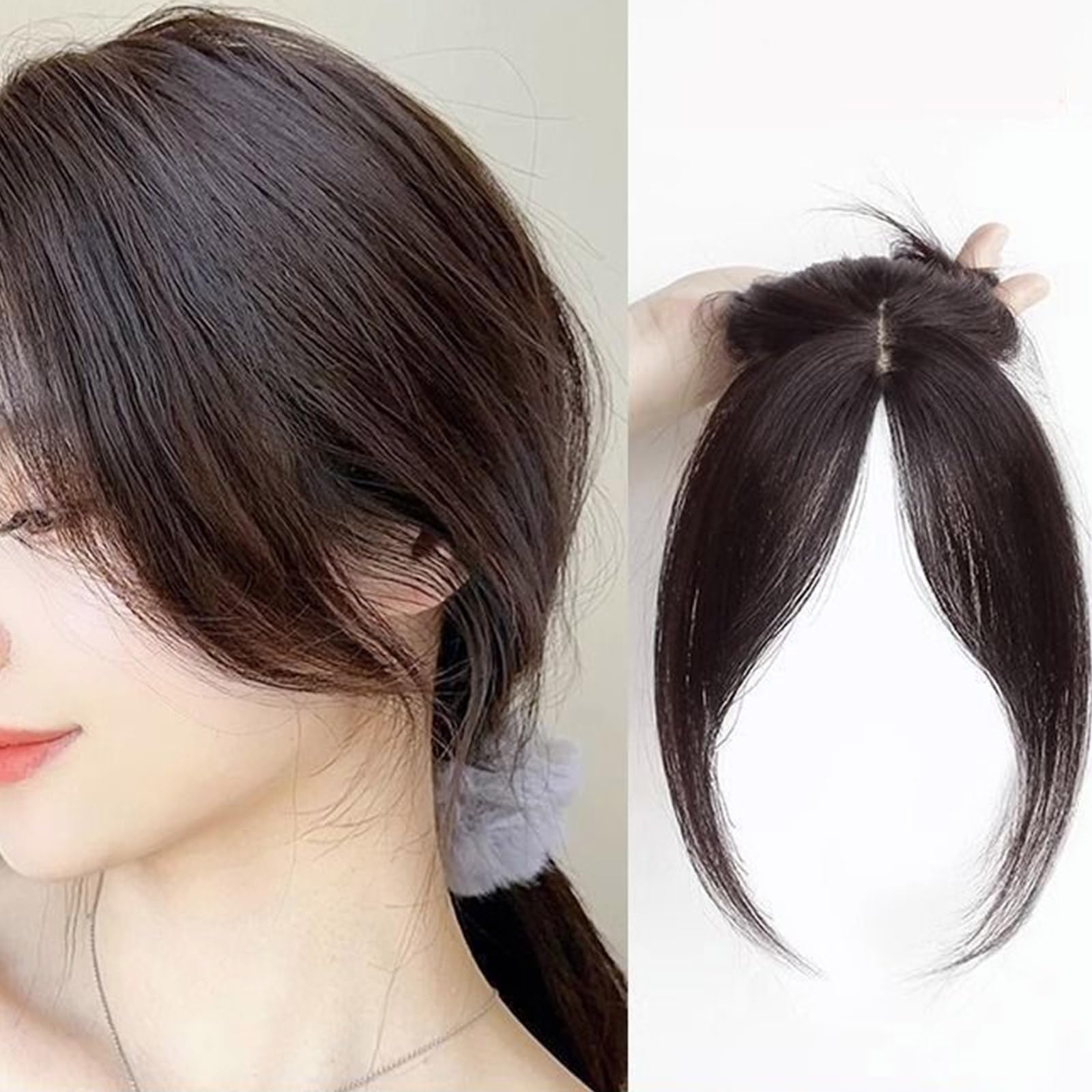 Natural Bangs Toppers Hairpieces For Covering White Loss Hair Bangs Hairpiece Replacement Black Fringe Toupee Wigs For Women With Bangs - Image 2