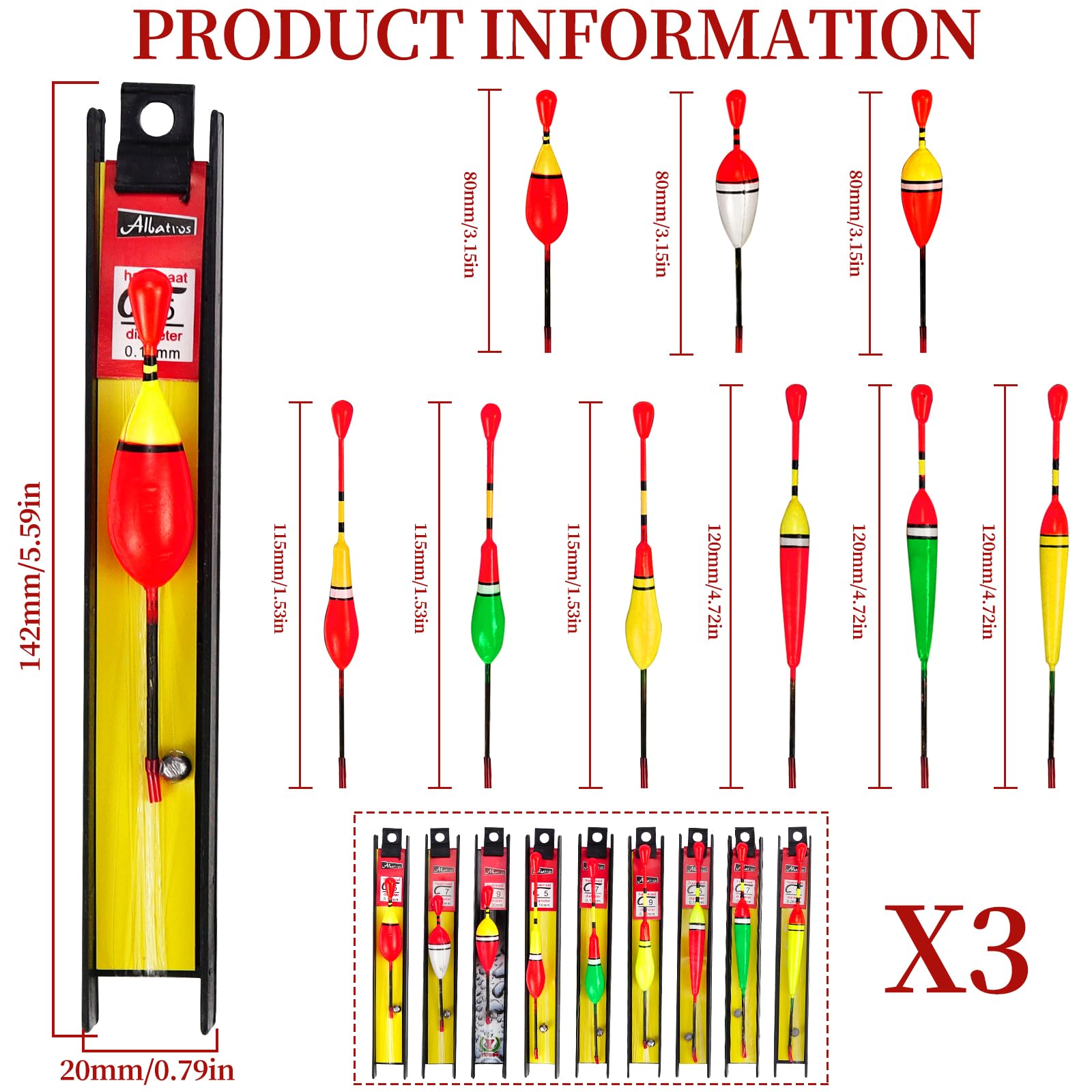 Lot De 6 Flotteurs De Pêche Avec Plombs, Ligne 5.5m, Hameçons – Pré-assemblés, Pour Truite, Sandre, Carpe