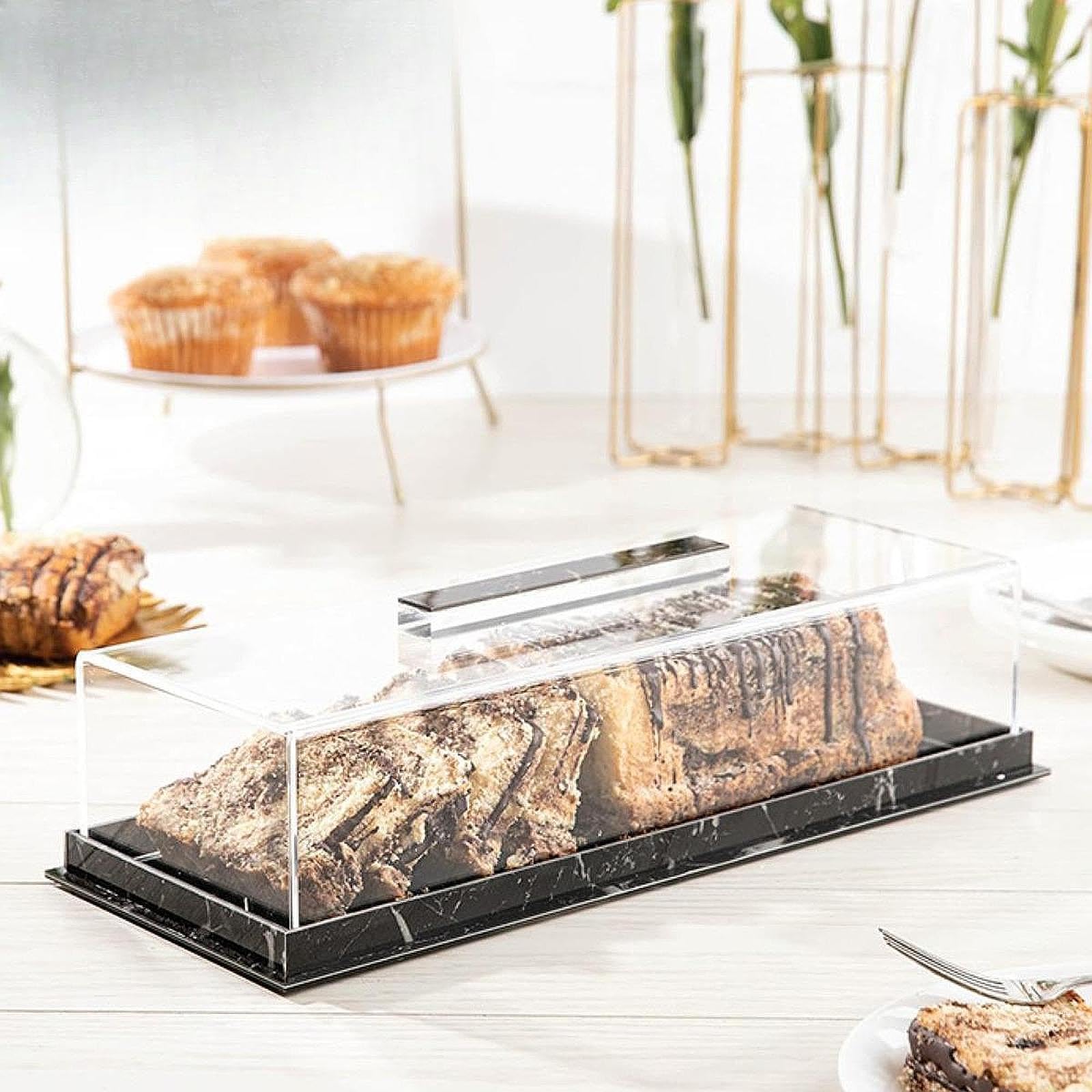 Colcolo Vitrina expositora para repostería de panadería con Tapa Transparente, Soporte para Tartas, Soporte para Tartas para Baby Shower, Fiestas, cumpleaños, Negro
