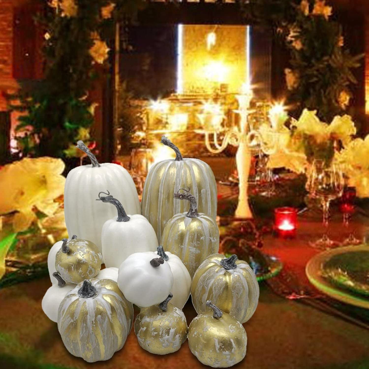 14 pezzi zucche artificiali in schiuma di zucca decorazione fatta a mano per il giorno del Ringraziamento decorazione autunnale