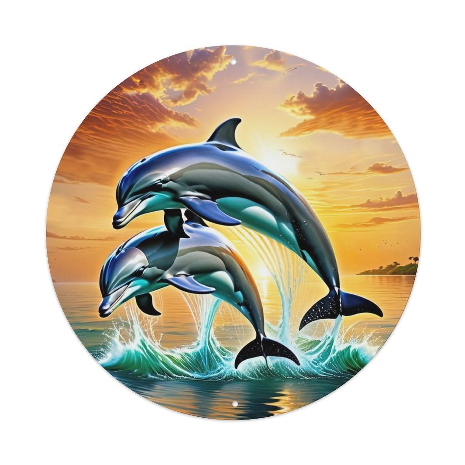 Animal Jumping Dolphin Artwork Metal Tin Sign