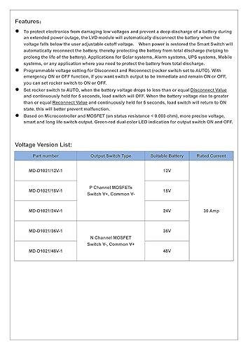 Miniatura 5 de Módulo de desconexión de bajo voltaje LVD de 18 V30 amperios.