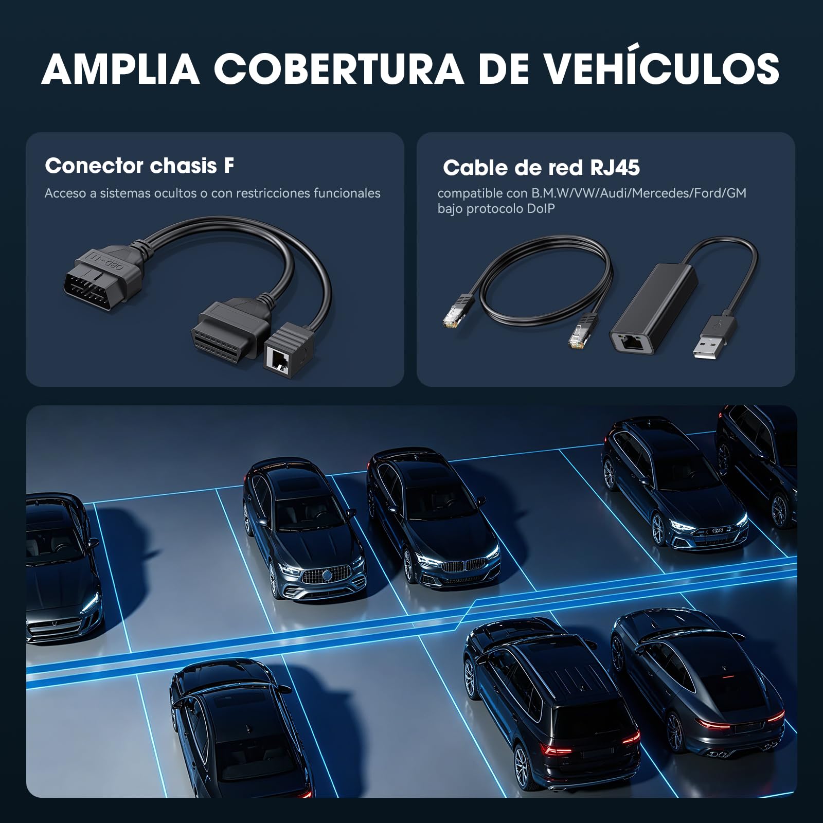 JU2000 Máquina Diagnosis Coche, Escáner de Todos los Sistemas con Bluetooth, 50 Servicios, Codificación ECU, Prueba Activación, Auto Vin, CANFD, DoIP, Programación TPMS, Actualización WiFi