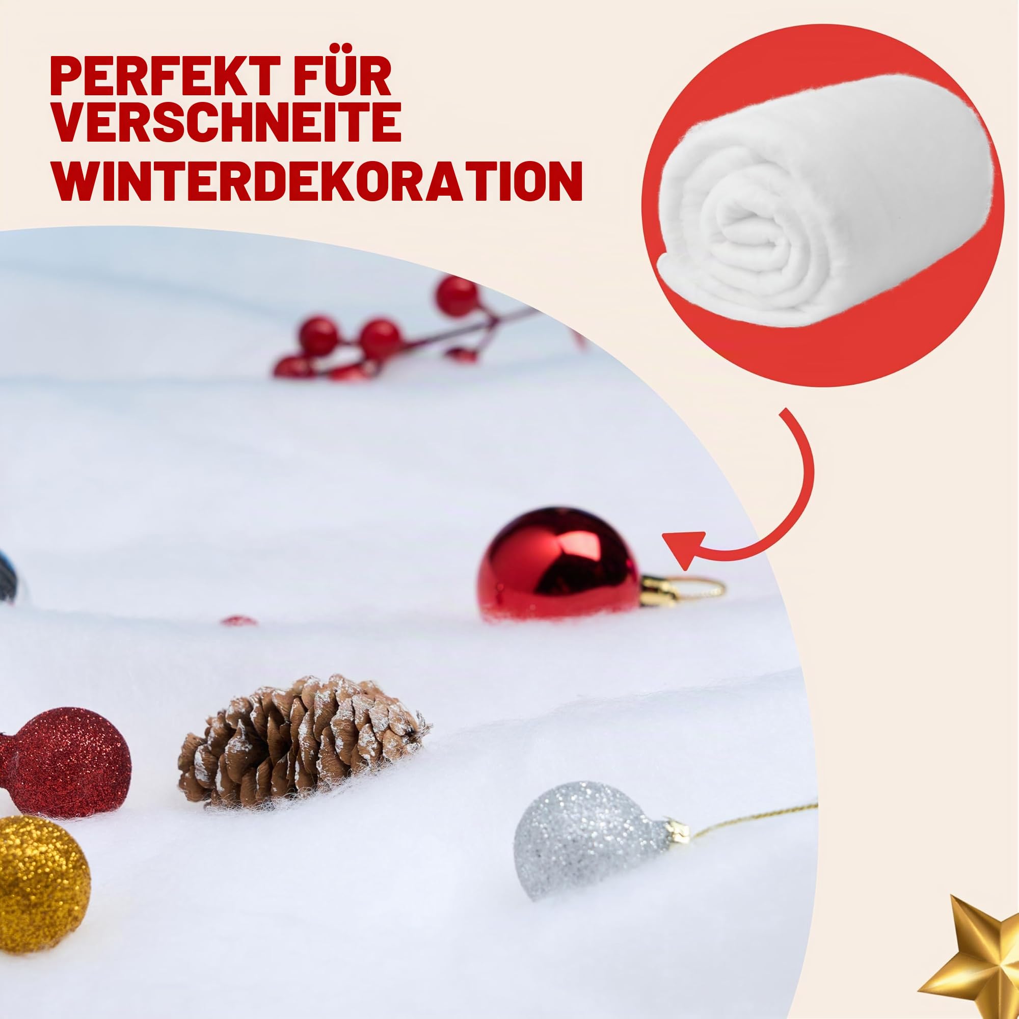 JOYIN Weihnachts-Schneedecken-Rolle (90 x 2,4 m, 1 Stück) für Weihnachtsdekoration, Dicke, weiße weiche und künstliche Schneedecken für Weihnachtsdekoration, Weihnachtsbaumdekoration,