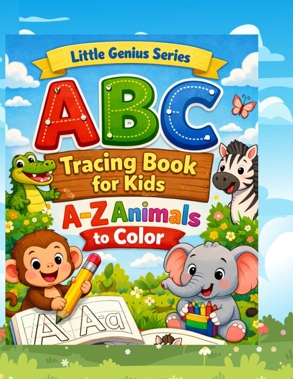 Little Genius Series: ABC Tracing Book for Kids, A-Z Animals to Color