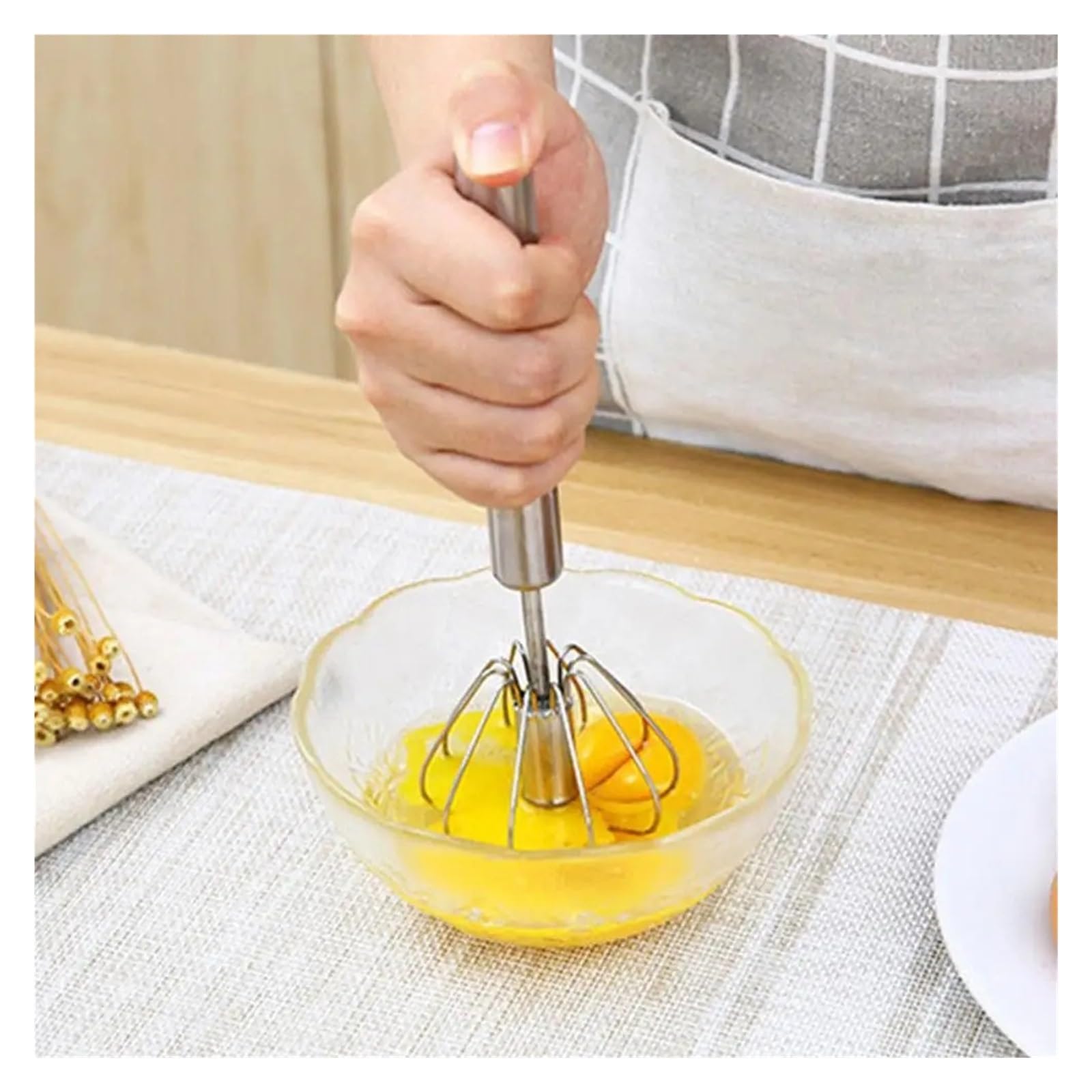 Batidora manual de huevos acero inoxidable for batir y mezclar crema sin esfuerzo(10inch)