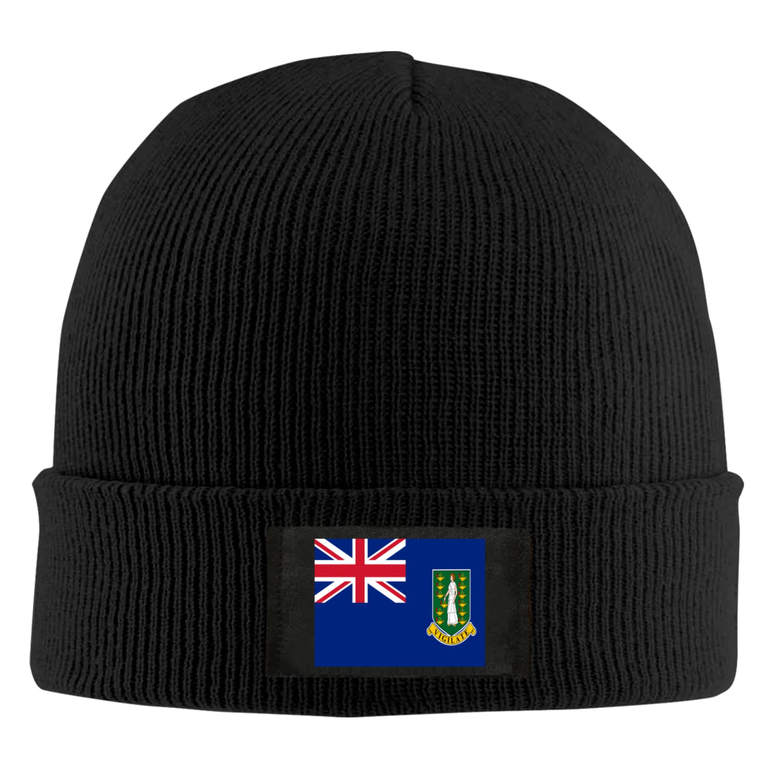Djngn Unisex Black Flag Of British Virgin Islands Beanie Hat Knitted Warm Cap Wool Knitted Hat