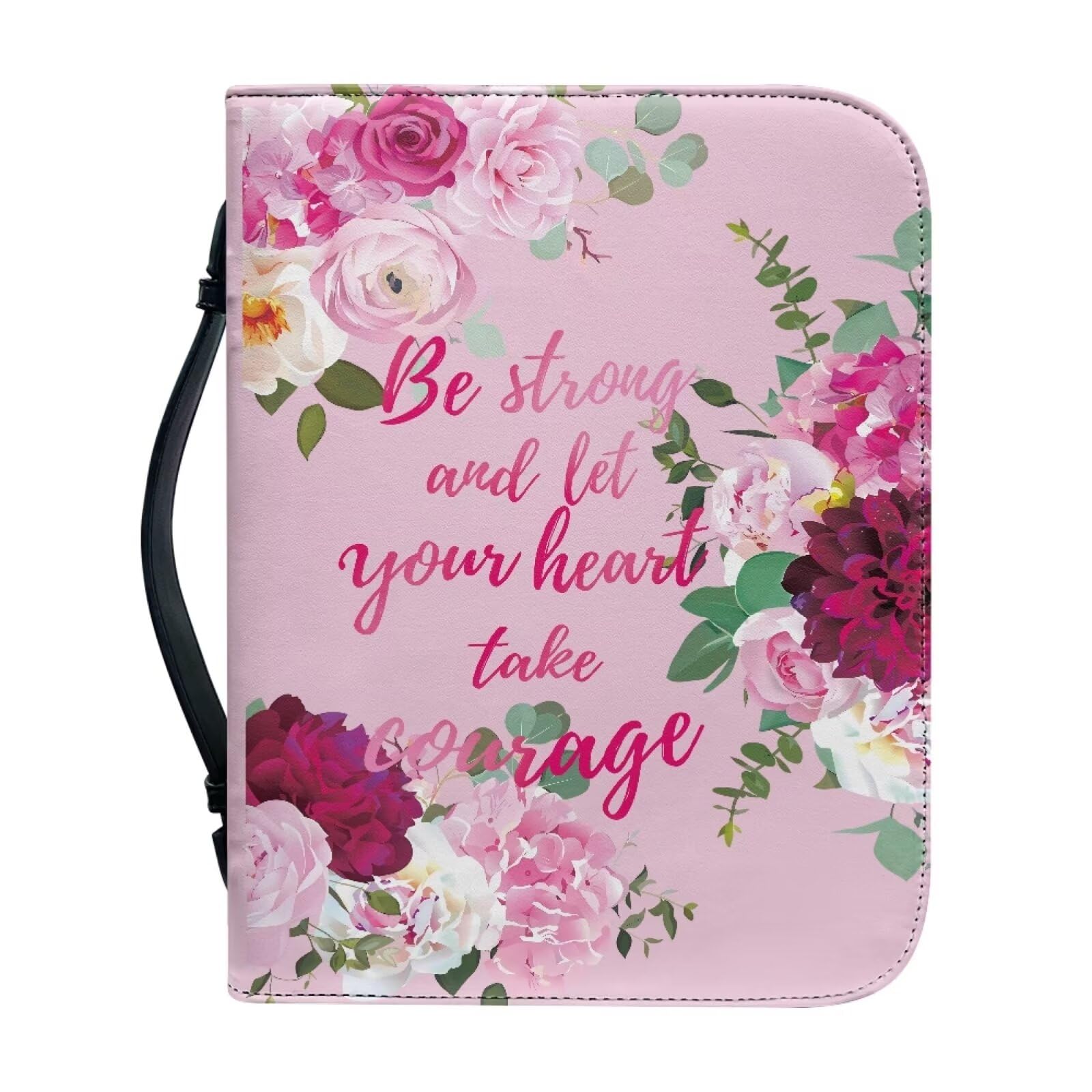 Classic Bible Cover PU Leather Carrying Book Case Church Bag Bible Protective with Handle Gift for Men Women Father Mother Friends