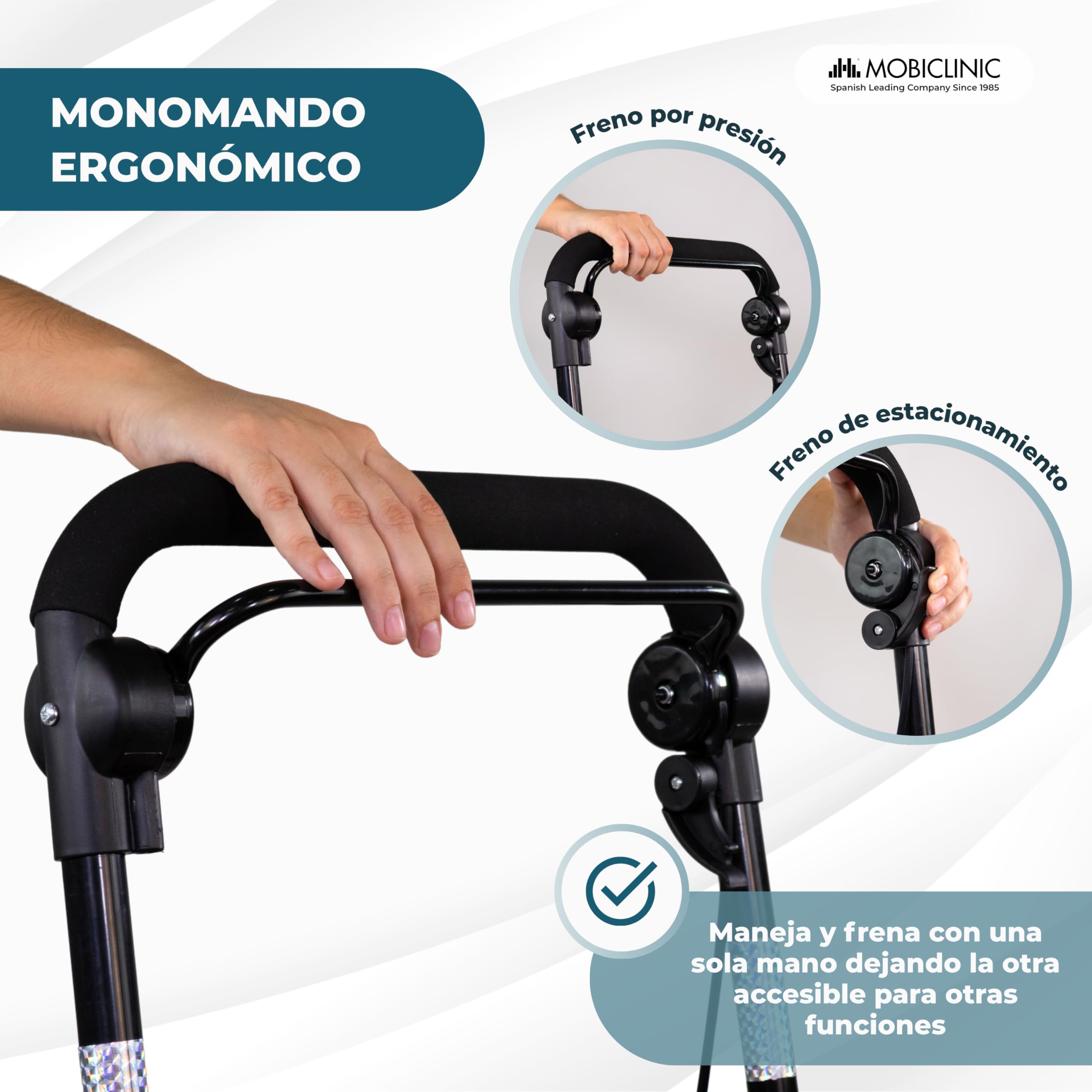Mobiclinic Andador Plegable Carro de la Compra con Asiento Coliseo Acero Ruedas 360º