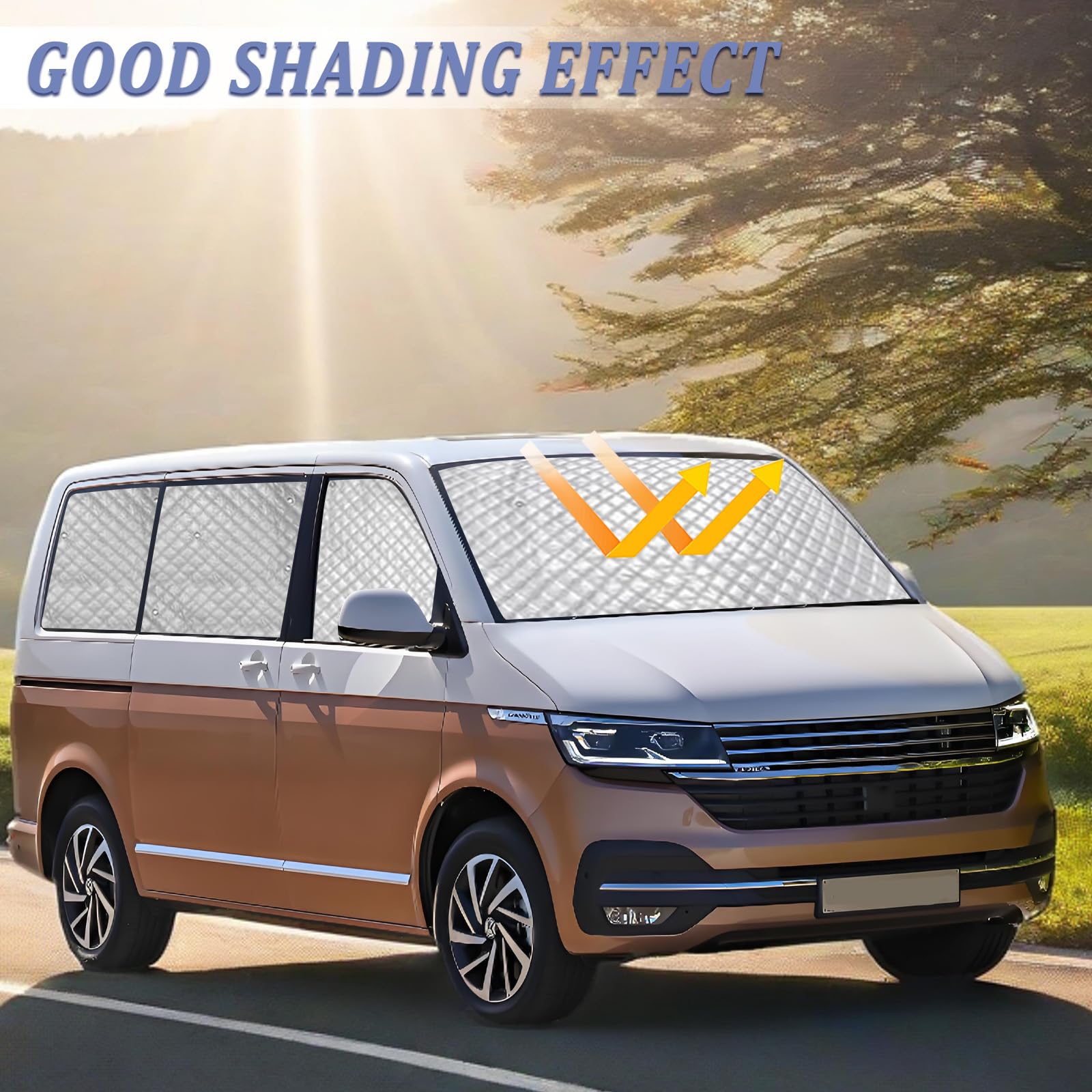Zonneklep voor voorruit, vervanging voor VW T5 T6 SWB, 8-delige