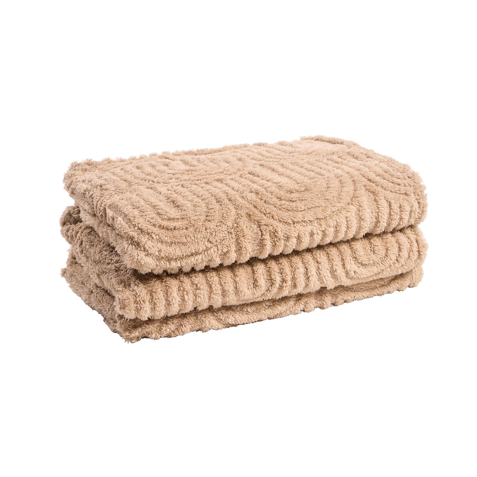 OHS Tufted Arches Throw Blanket, Super Soft Cosy Warm Teddy Fleece Blanket for Bed Couch Settee Decorative Throws for Sofas Lightweight Comfy Single Bed Throw, Mink - 125 x 150cm