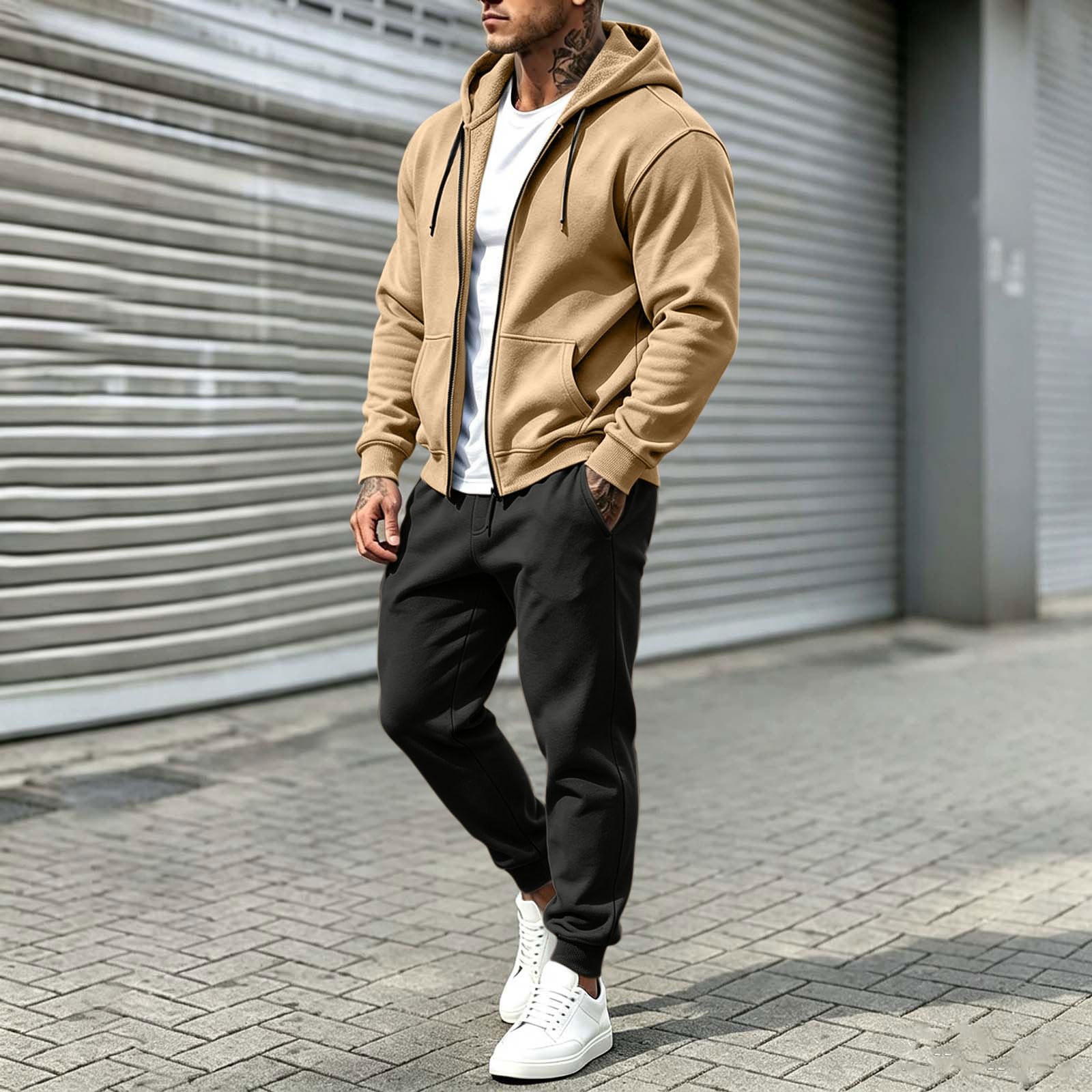 LUCKME Tuta Uomo Completa Felpa Pantaloni Tuta da Ginnastica Cotone Leggero