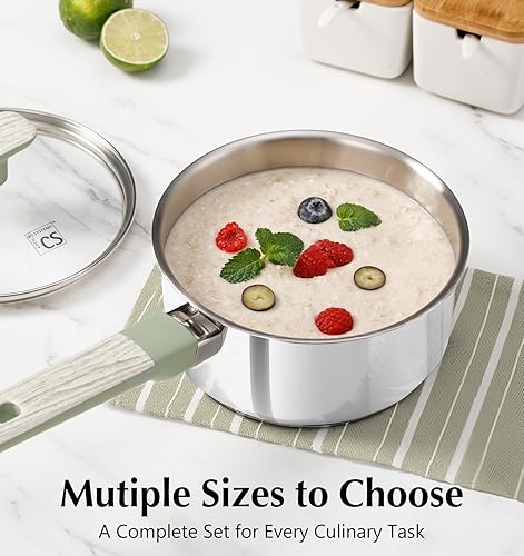 Miniatura 6 de KOCH SYSTEME CS Juego de sartenes de acero inoxidable, juego de ollas de acero inoxidable de 1.5 cuartos y 2 cuartos de galón y 3 cuartos con tapa,