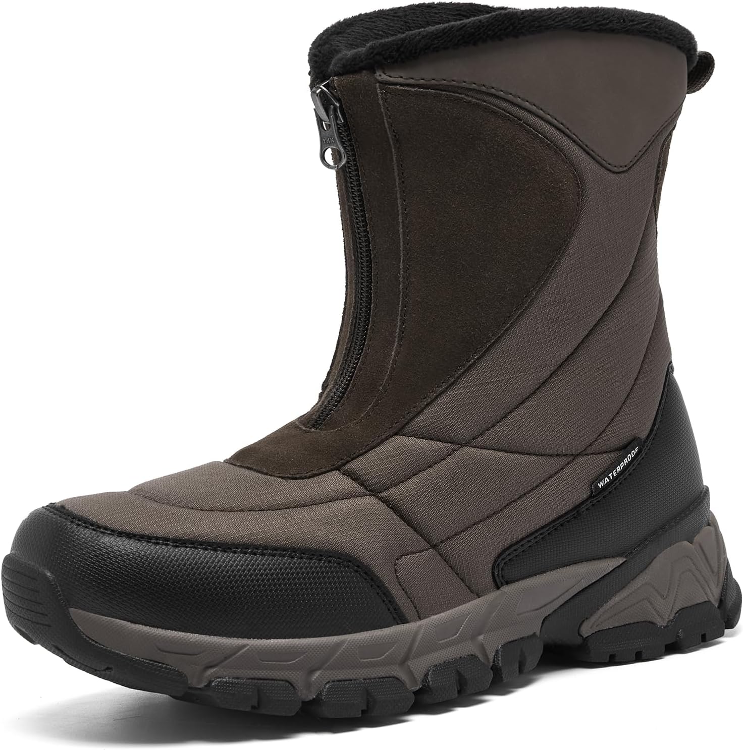 SHULOOKWomen's Winter Snow Boots Warm Fur Lined Waterproof Non-slip Zipper Insulated Mid-Calf Boots