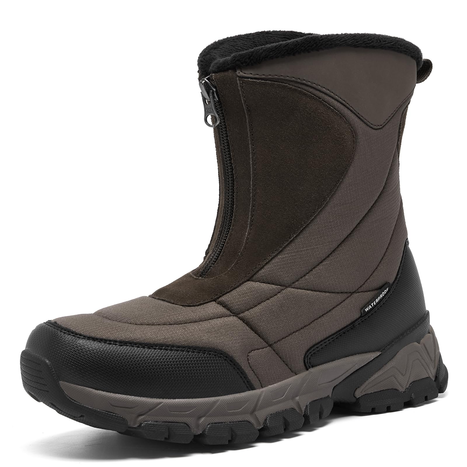 SHULOOKWomen's Winter Snow Boots Warm Fur Lined Waterproof Non-slip Zipper Insulated Mid-Calf Boots