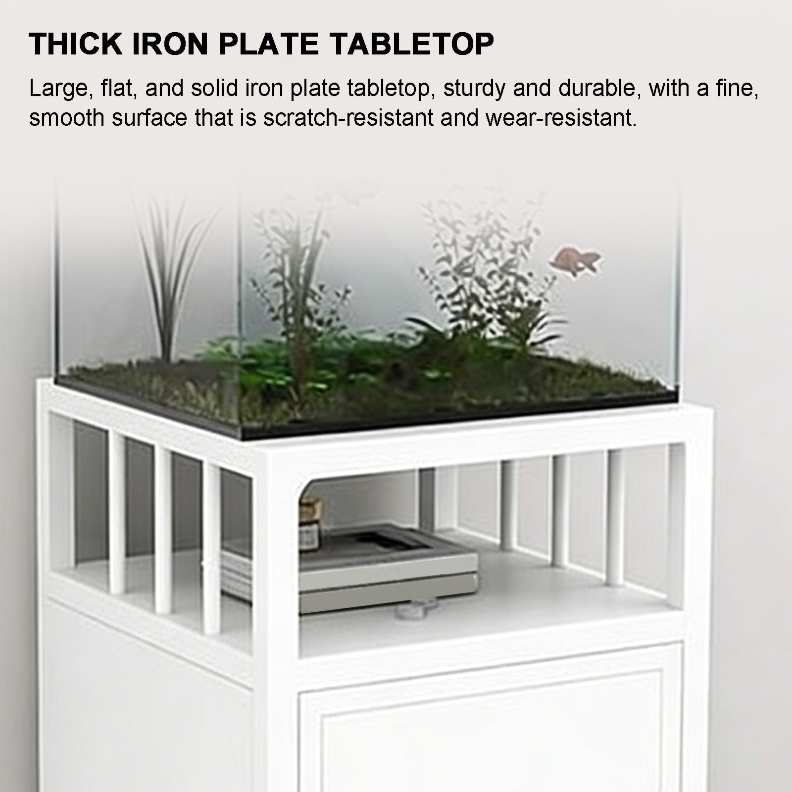 Support Pour Aquarium Avec Meuble De Rangement, Support Pour Terrarium Avec Pieds Réglables, Support En Acier Pour Aquarium(White,50*30*70cm)