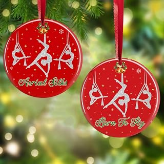 Aerial Silks Christmas Ornament 2025, Aerial Silk Ornaments Holiday Xmas Hanging Decor Gifts for Aerialists Aerialist Yoga Lovers Acrobatics Fitness Workout Gift for Women Girl Instructor, Born to Fly