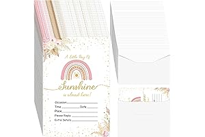 30 Sets Pink Rainbow Baby Shower Invitations with Envelopes