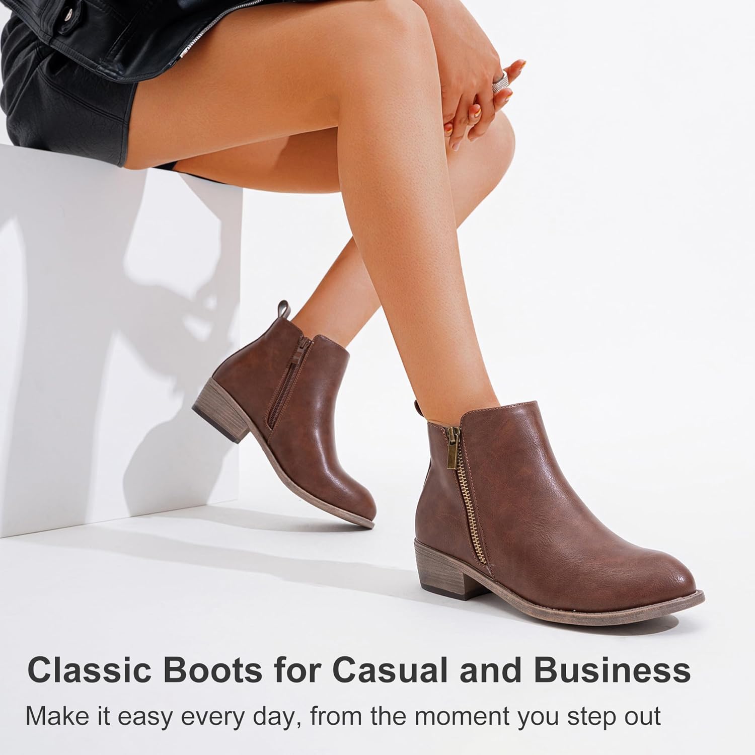 Jeossy Women's 905 Ankle Boots, Classic Low Heeled Short Booties, Casual Comfortable Boots with Wide Widths Available - Image 7
