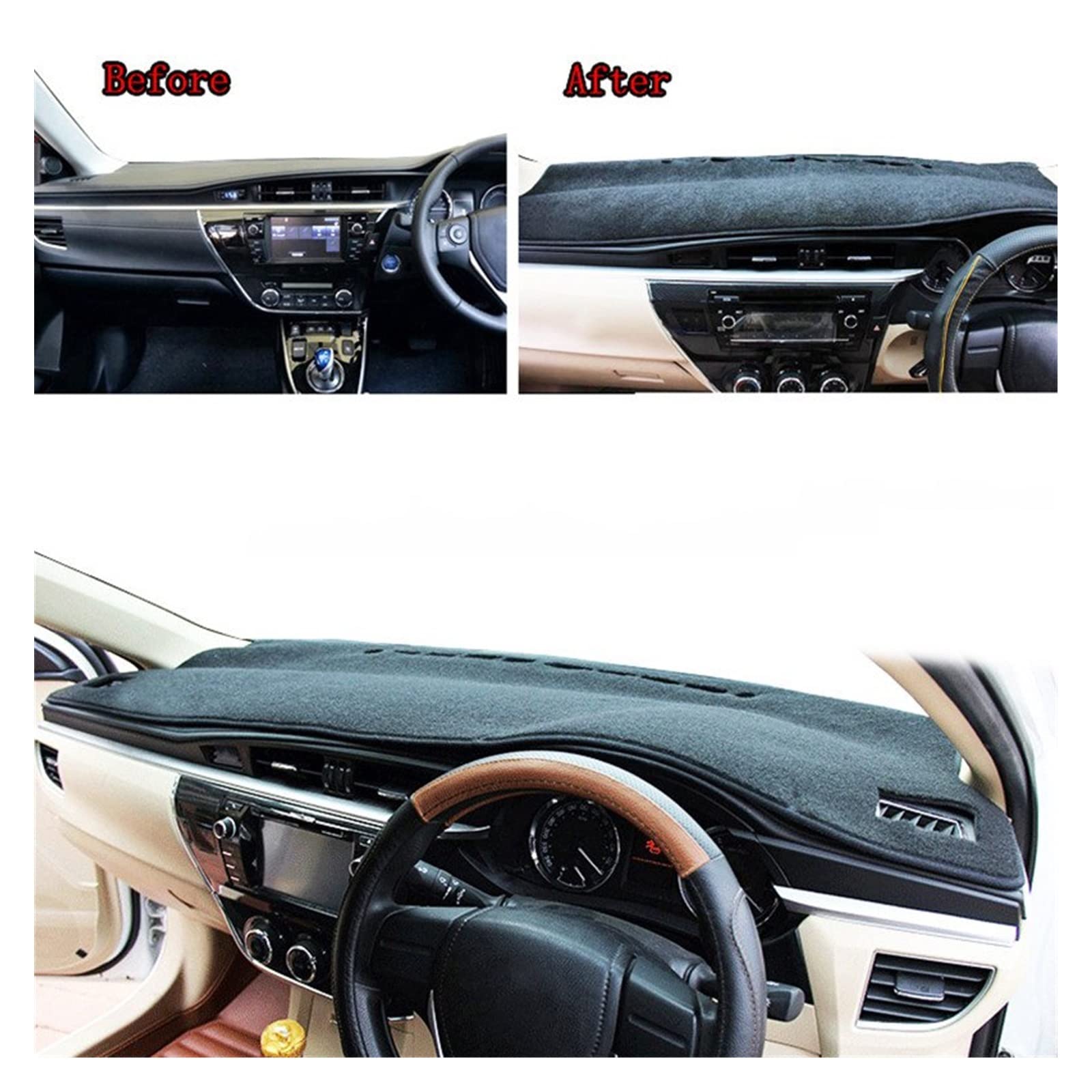 Cubierta Salpicadero Para Toyota Para Corolla Para Auris Para ZRE182 2014-2018 Alfombrilla Protectora Para Salpicadero Alfombrilla Protectora Para Visera Alfombrilla salpicadero ( Talla : LHD Black )