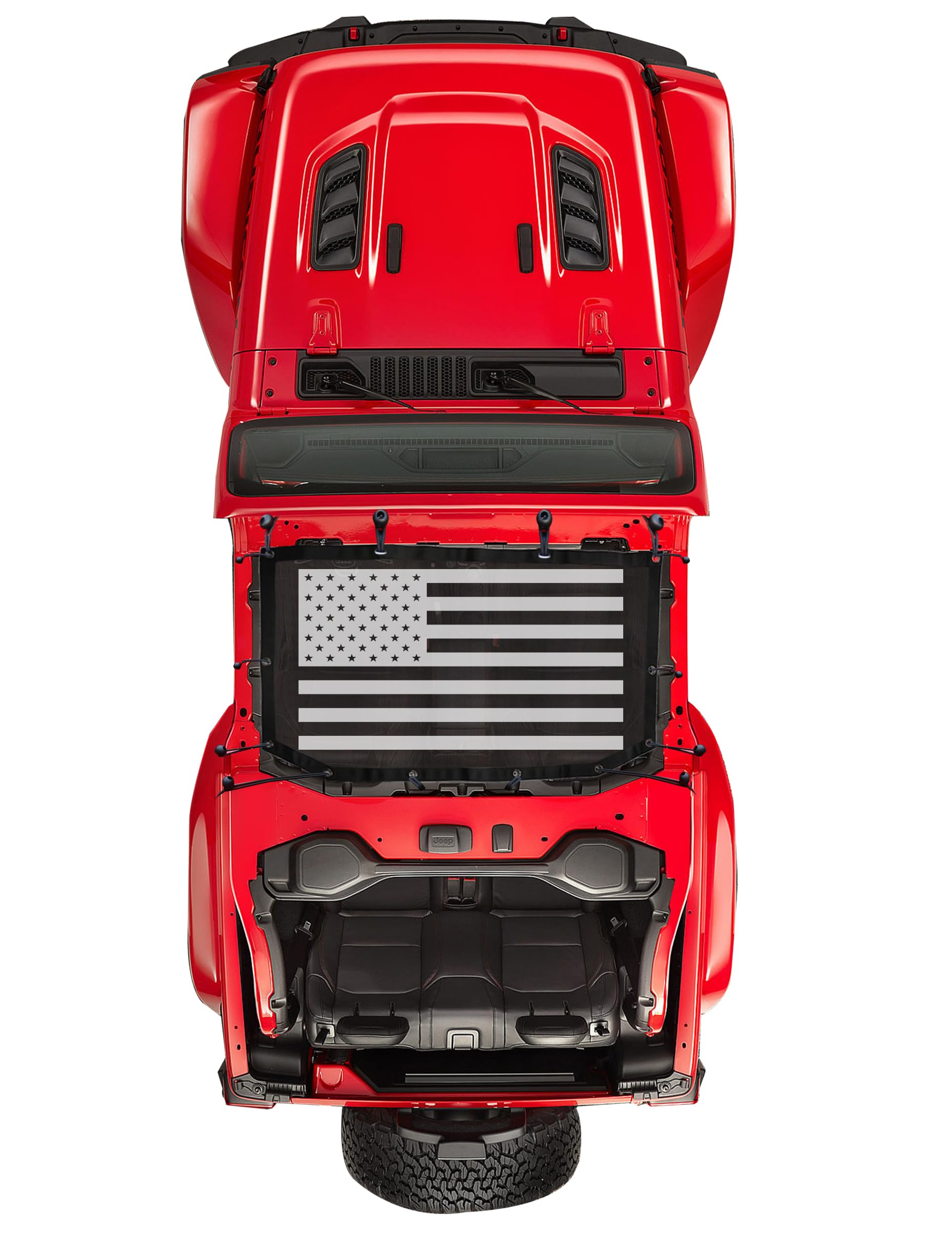 sukemichi Sunshade Bikini Top for 2018-2023 Jeep Wrangler JL Sahara Rubicon 2 Door 4 Door, Durable Polyester Mesh Top Sun Shade Bimini Top (Flag, 2 Door 4 Door)