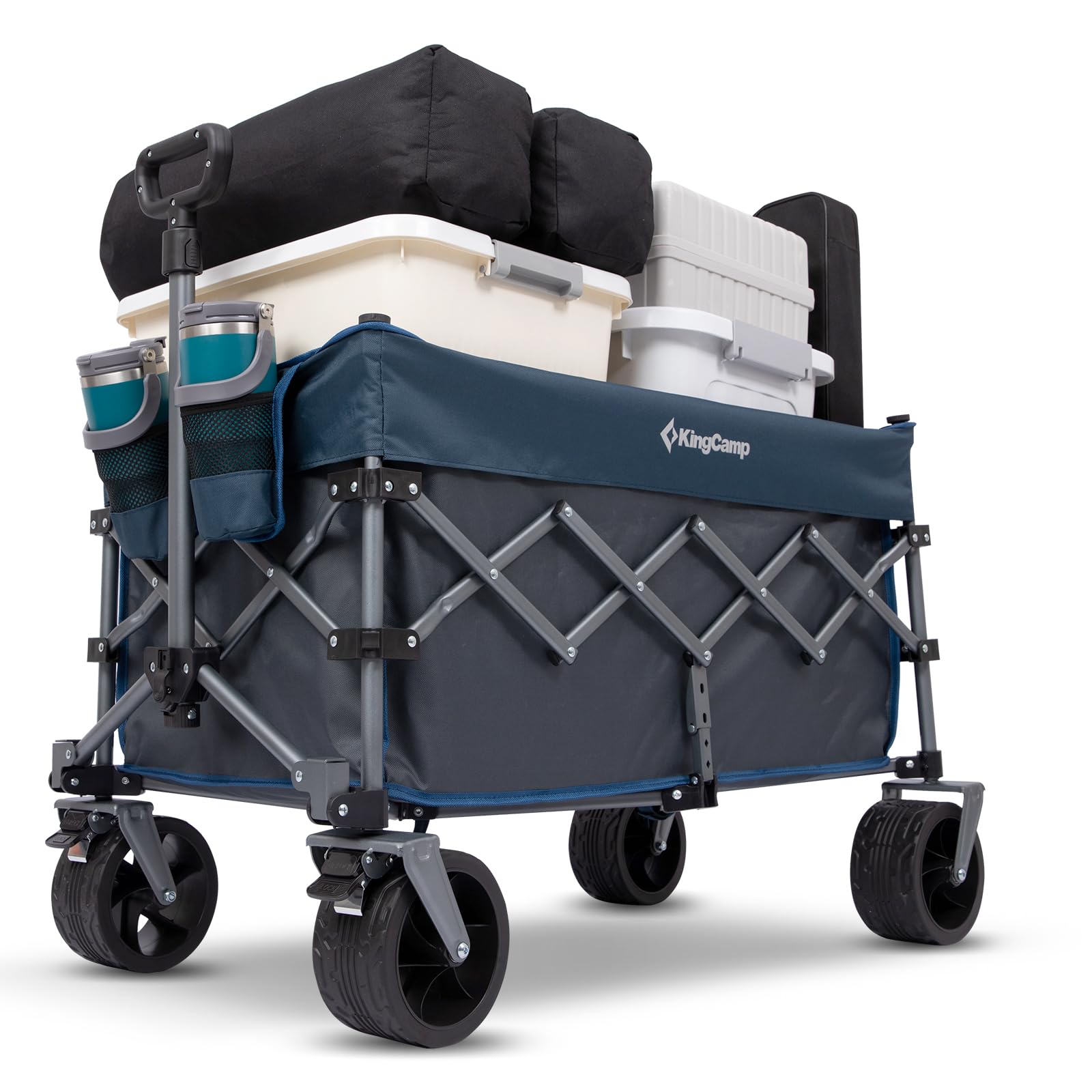 KingCamp 200L Festival Trolley on Wheels, Heavy Duty Camping Cart with 180kg Capacity, 7in All Terrain Wide Wheels Beach Wagon for Sand, Small Trolley on Wheels for Fishing Shopping Garden Dog Picnic