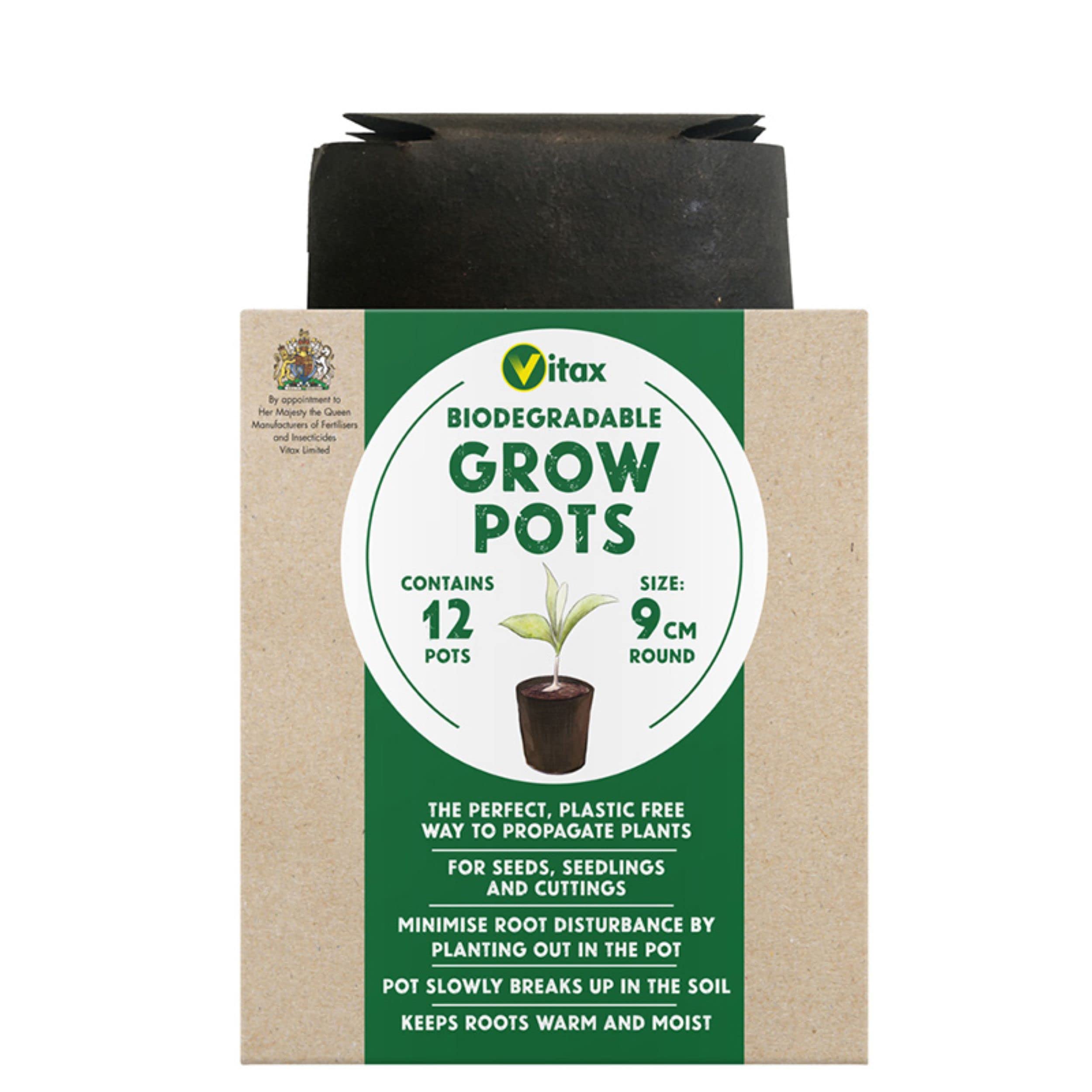 Vitax Biodegradable Round Seed Grow Pots Pack Of 12 9Cm Pots