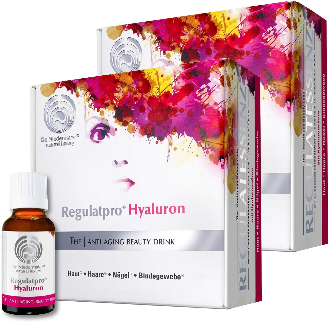 Regulatpro® Hyaluron Beauty drank met hyaluronzuur, vitamine C, vitamine D, biotine, zink en koper, anti-aging, hyaluronzuur om te drinken, 40 x 20 ml (verpakking van 2 stuks)