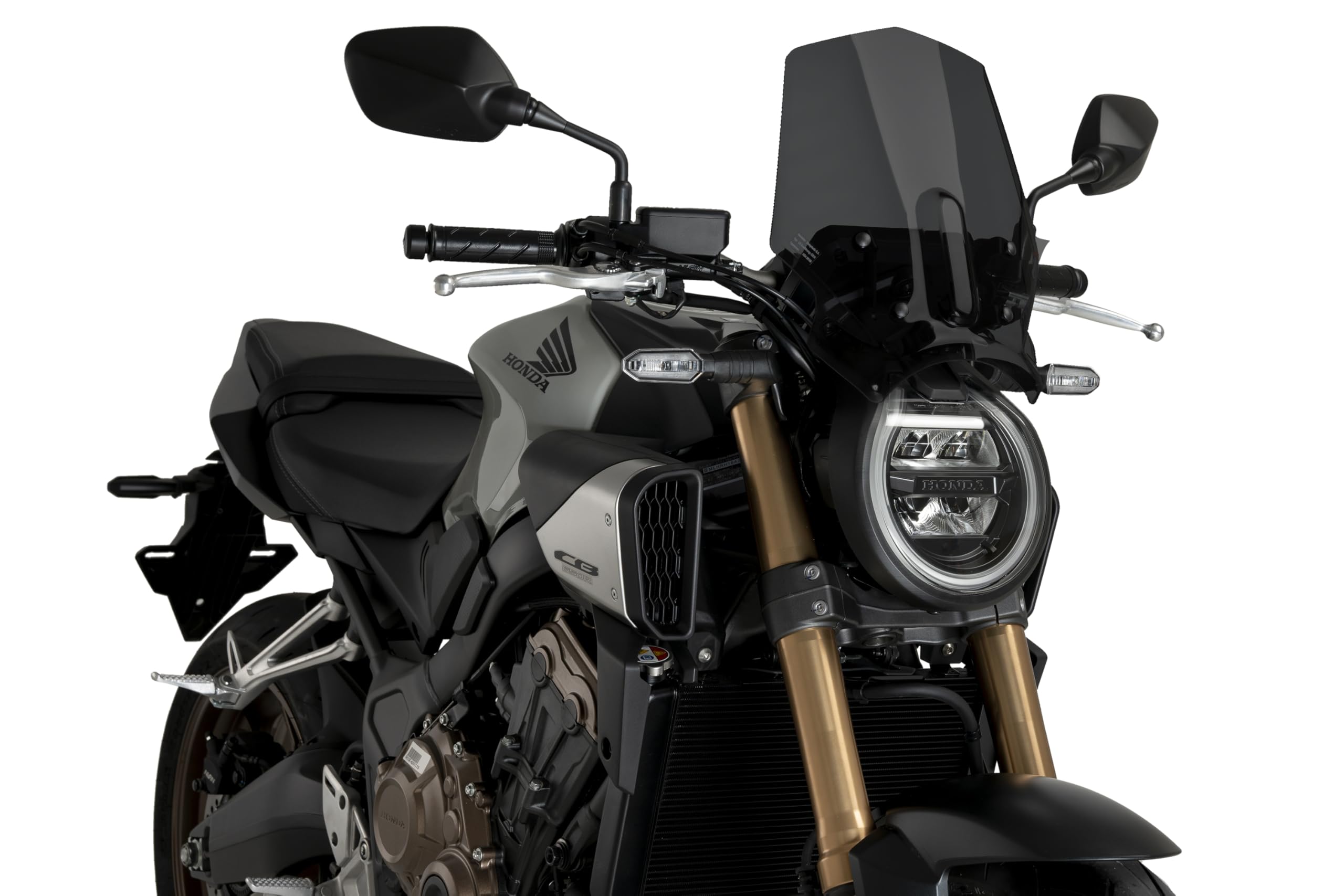 Puig 21960F New Generation Sport Windshield Puig for Honda CB650R Neo Sports Cafe 2024 and CB650R Neo Sports Cafe eClutch 2024 – Aerodynamic Design and Enhanced Protection, Dark Smoke