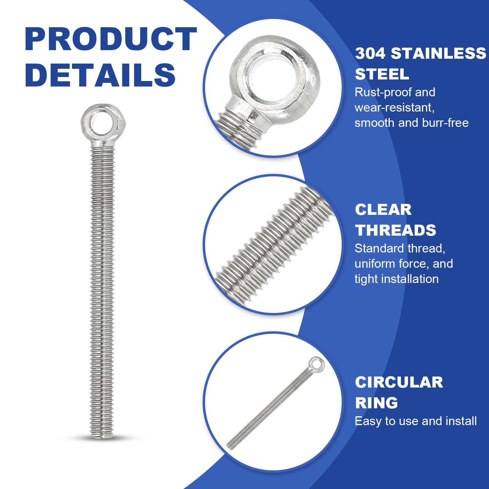 PATIKIL M5x63mm Lifting Shoulder Eye Bolts - Image 3